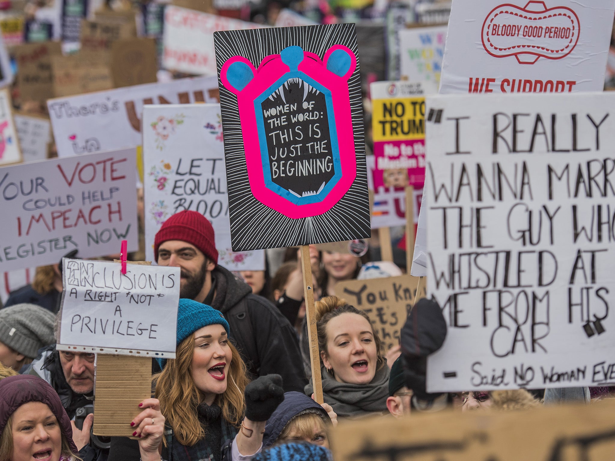 Chanting ‘Times Up’ in January on the anniversary of the Women’s March on London