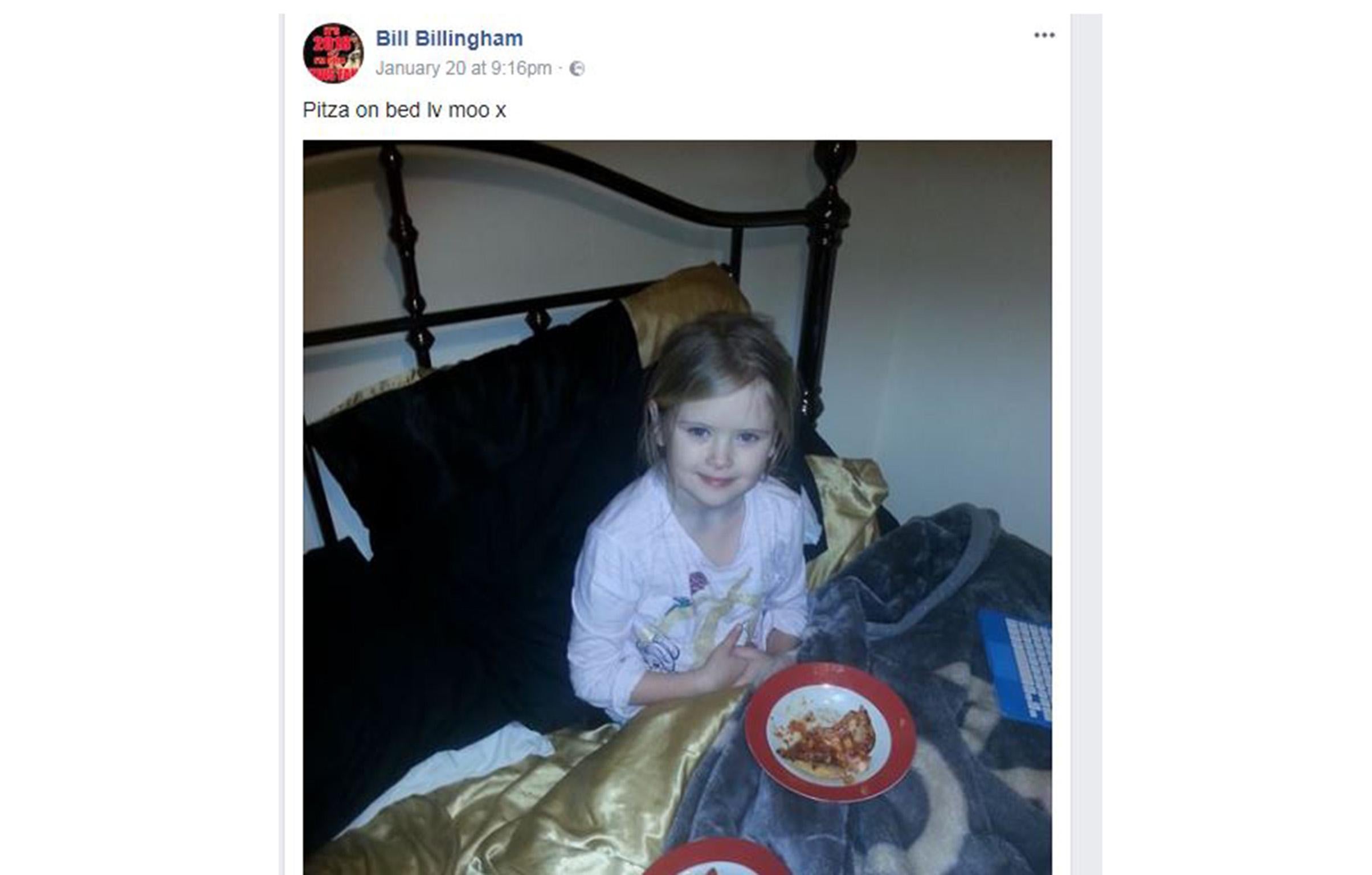 Bill Billingham posted a picture of Mylee on Facebook around an hour before she was stabbed to death