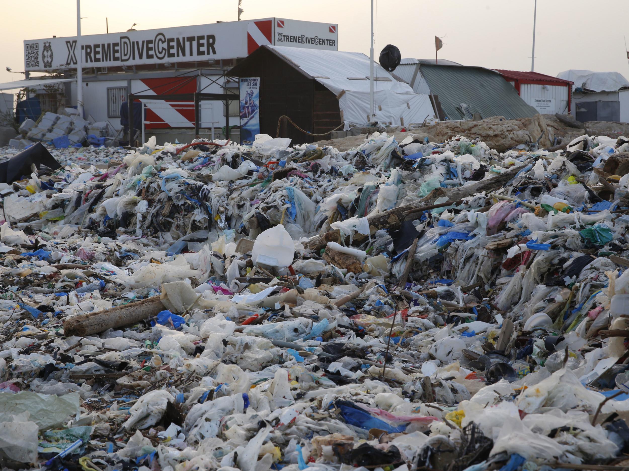 The shore at Zouq Mosbeh was covered in piles of rubbish this week