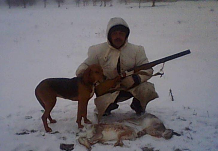 Russian hunter Sergei Terekhov was shooting with his brother when one of his dogs accidentally jumped on the trigger of a gun pointing at him