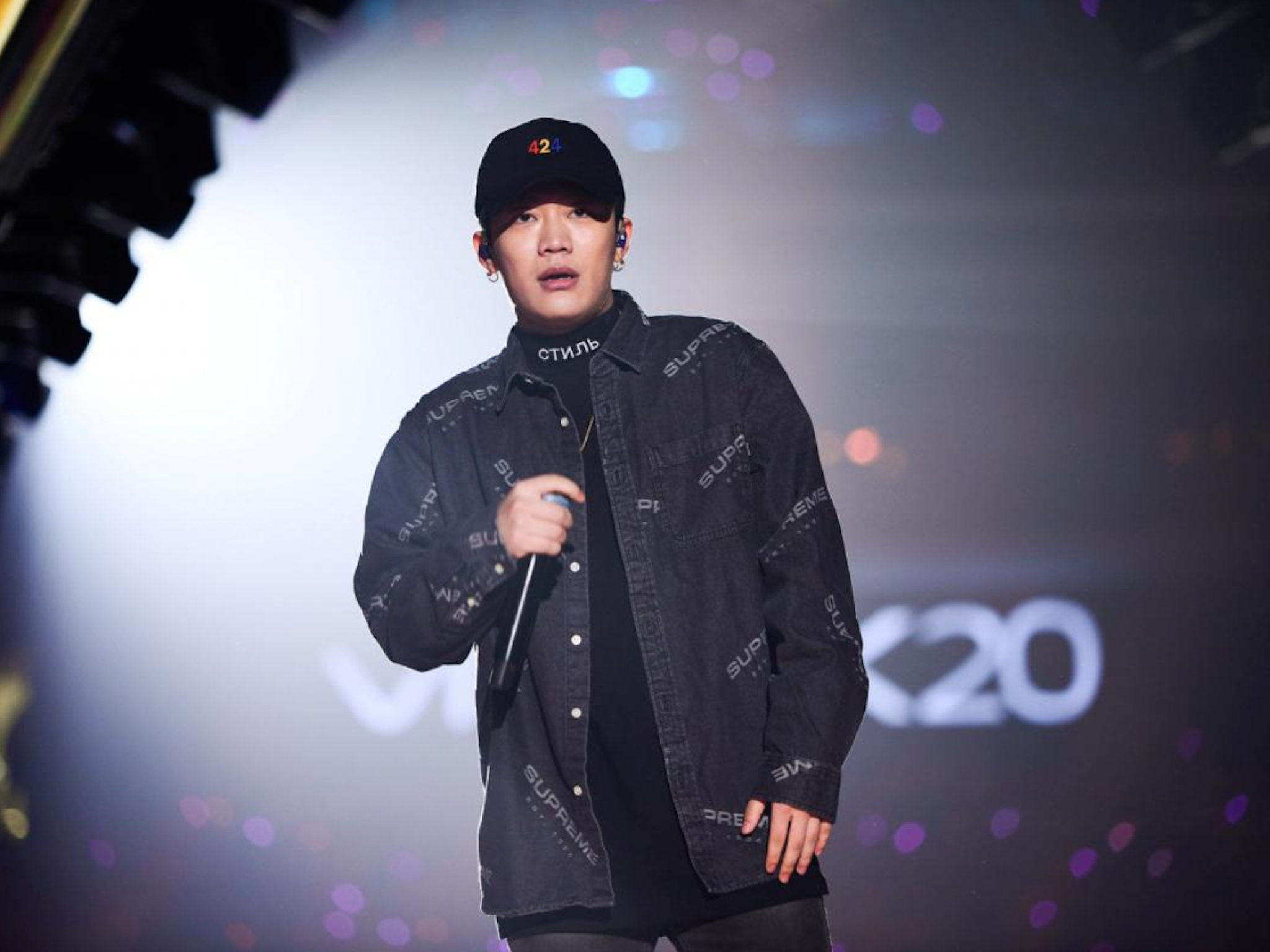 Chinese rap singer Wang Hao, better known by his stage name PG One, performs during a New Year concert in Guangzhou