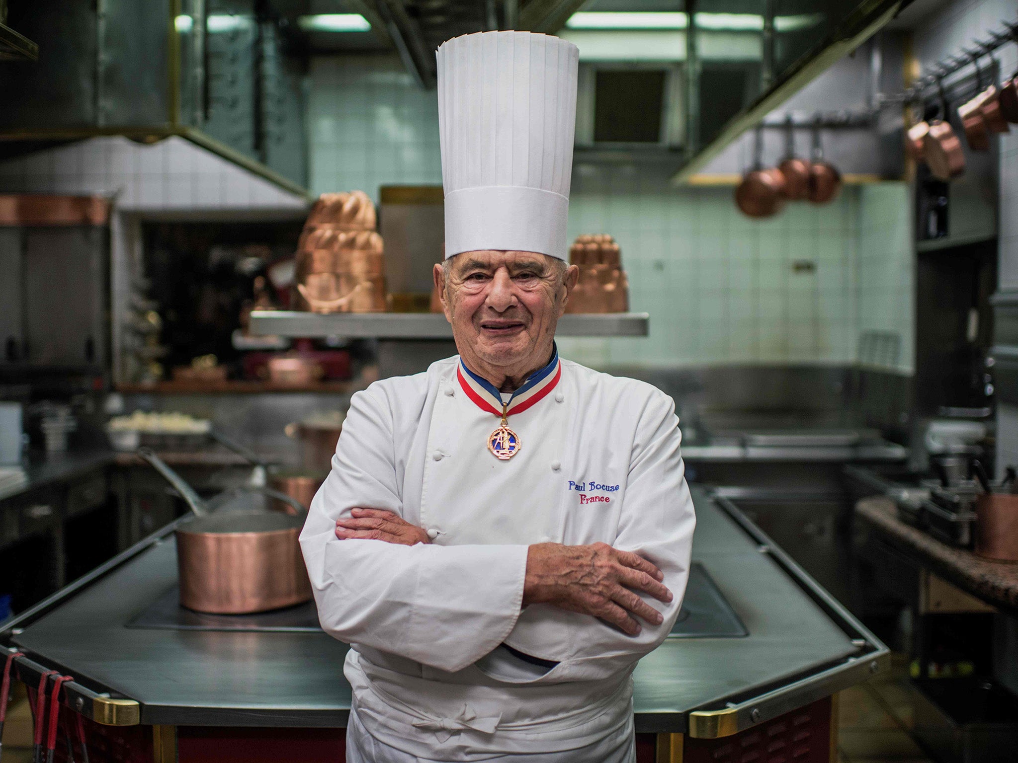 Bocuse in his kitchen at L'Auberge de Pont de Collonges, one of the world’s most venerated restaurants