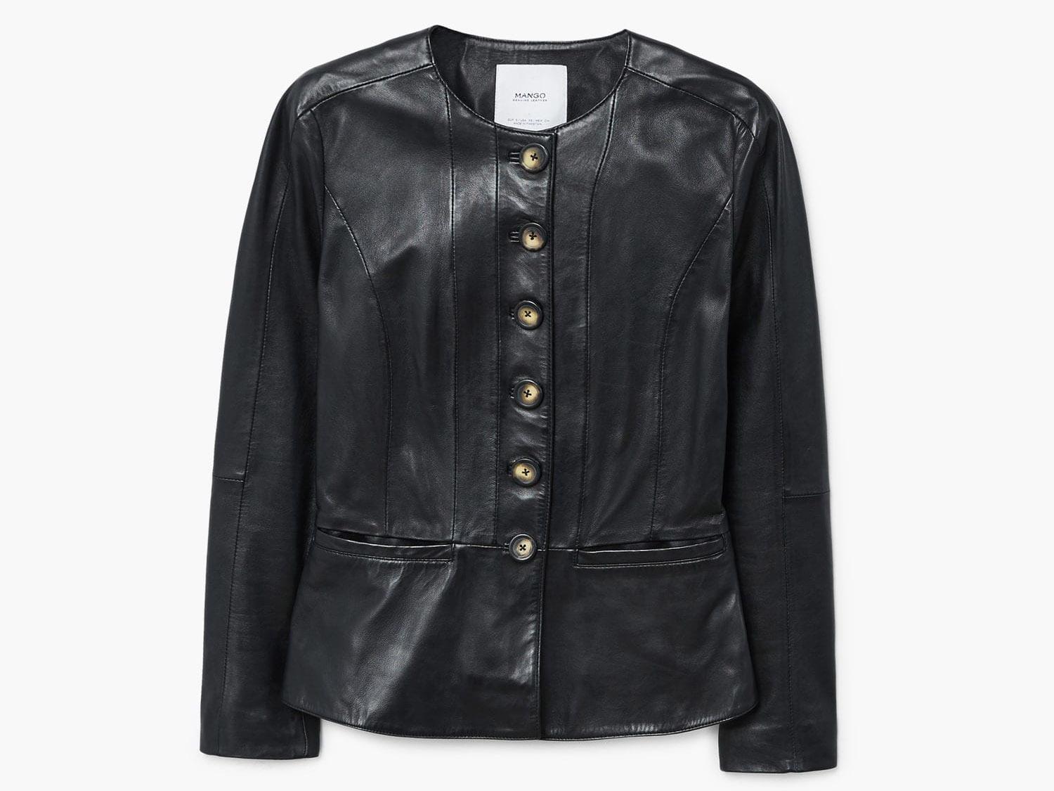 Buttoned Leather Jacket, £119.99, Mango