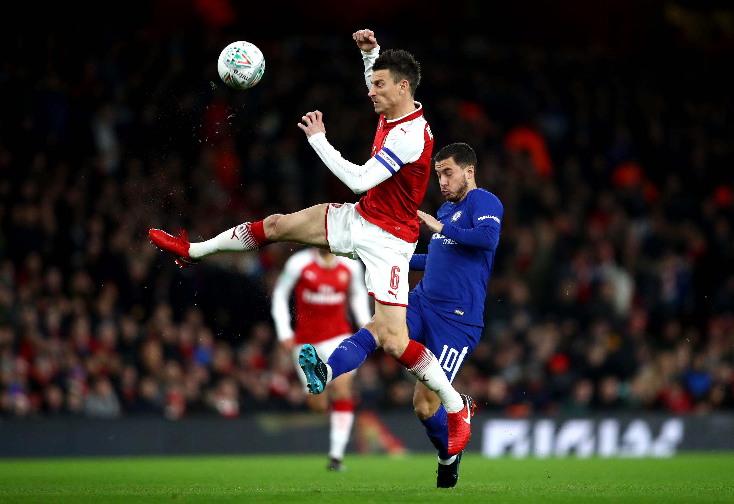 Laurent Koscielny steps in to stop Eden Hazard