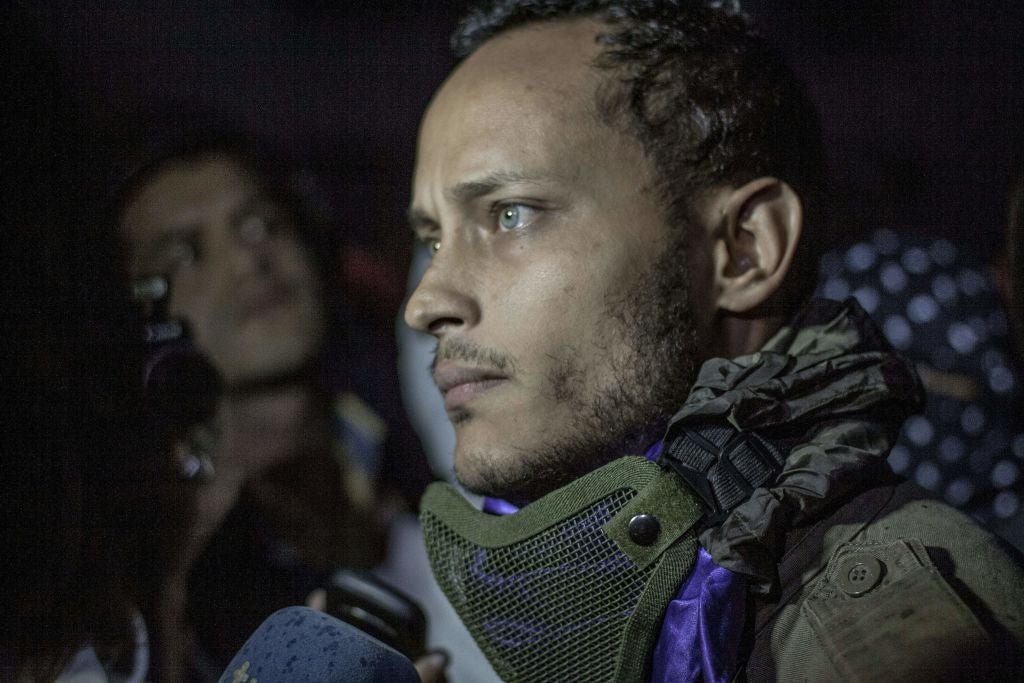 Three weeks after the helicopter attack Perez made a brazen public appearance, speaking at an anti-government rally in Caracas