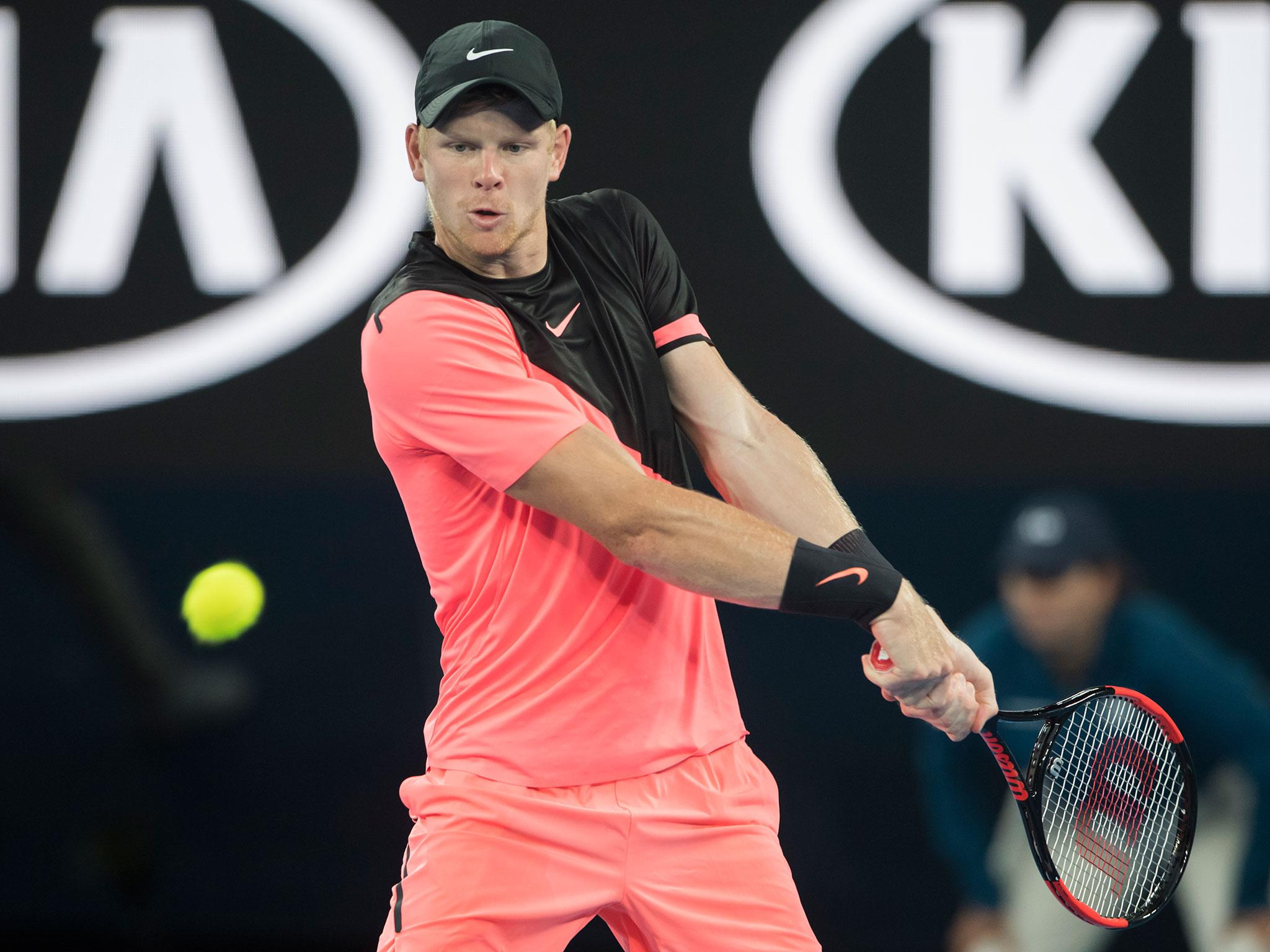 Kyle Edmund in action against Marin Cilic during the second set