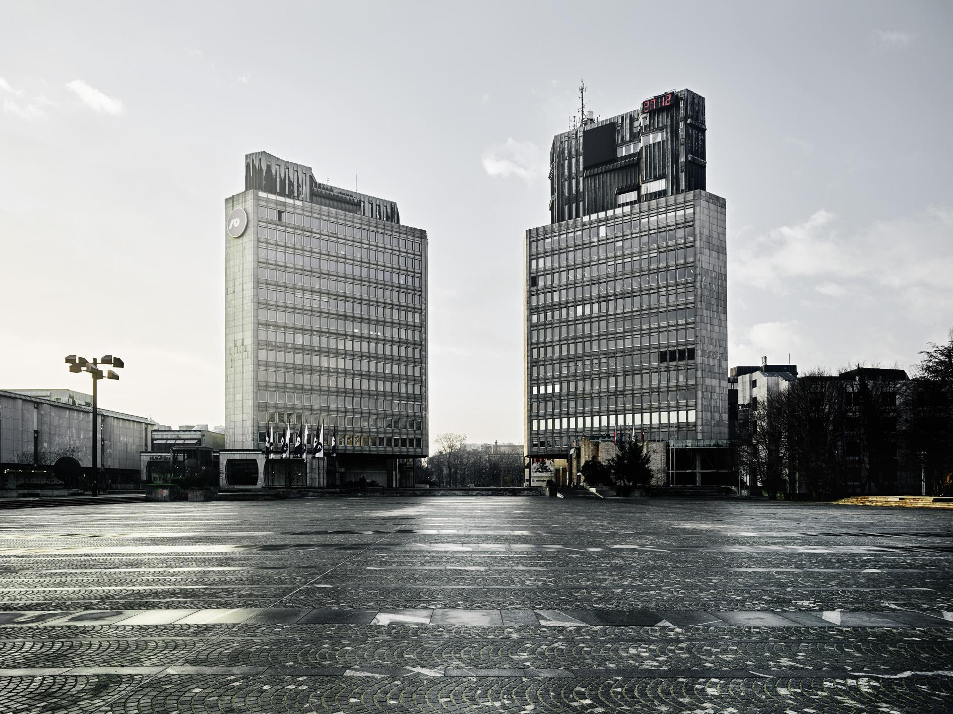 Slovenian architect Edvard Ravnikar's towering structures in Republic Square, Ljubljana are reminiscent of both Western skyscrapers and brutalist soviet blocks