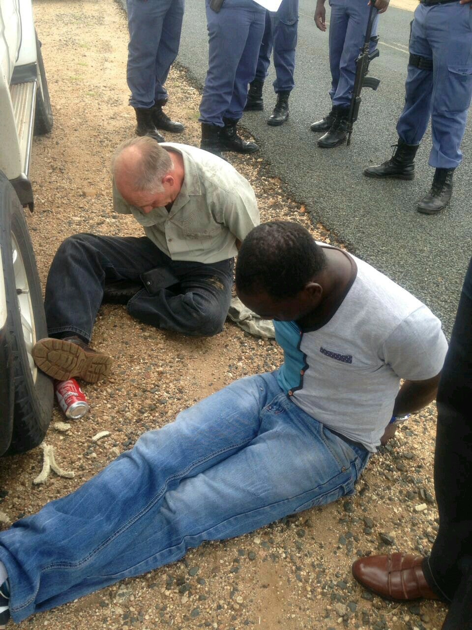 Two rhino poaching suspects arrested during a police anti-poaching operation