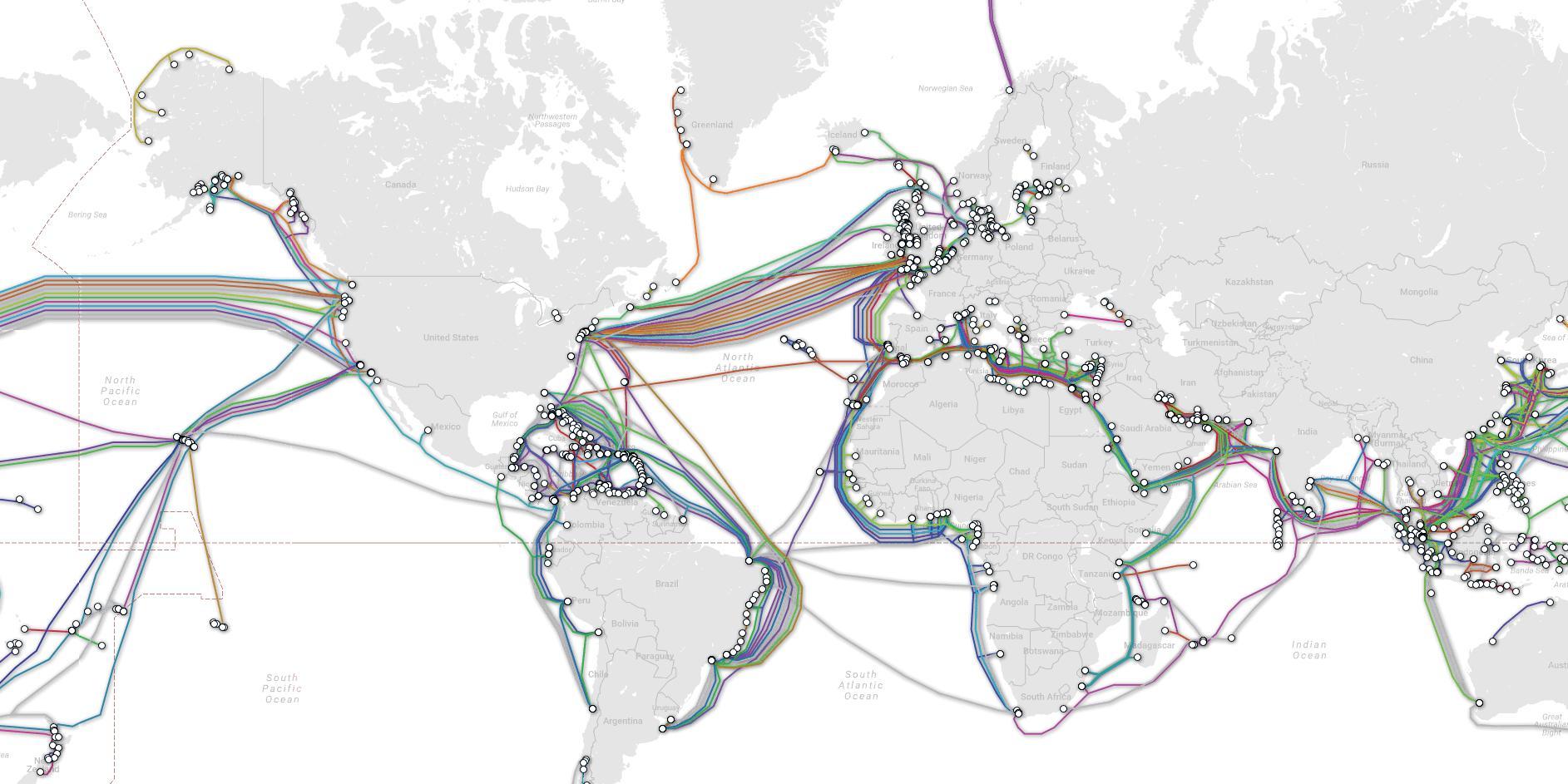 If Russia were to cut the cables many countries could go offline Telegeography