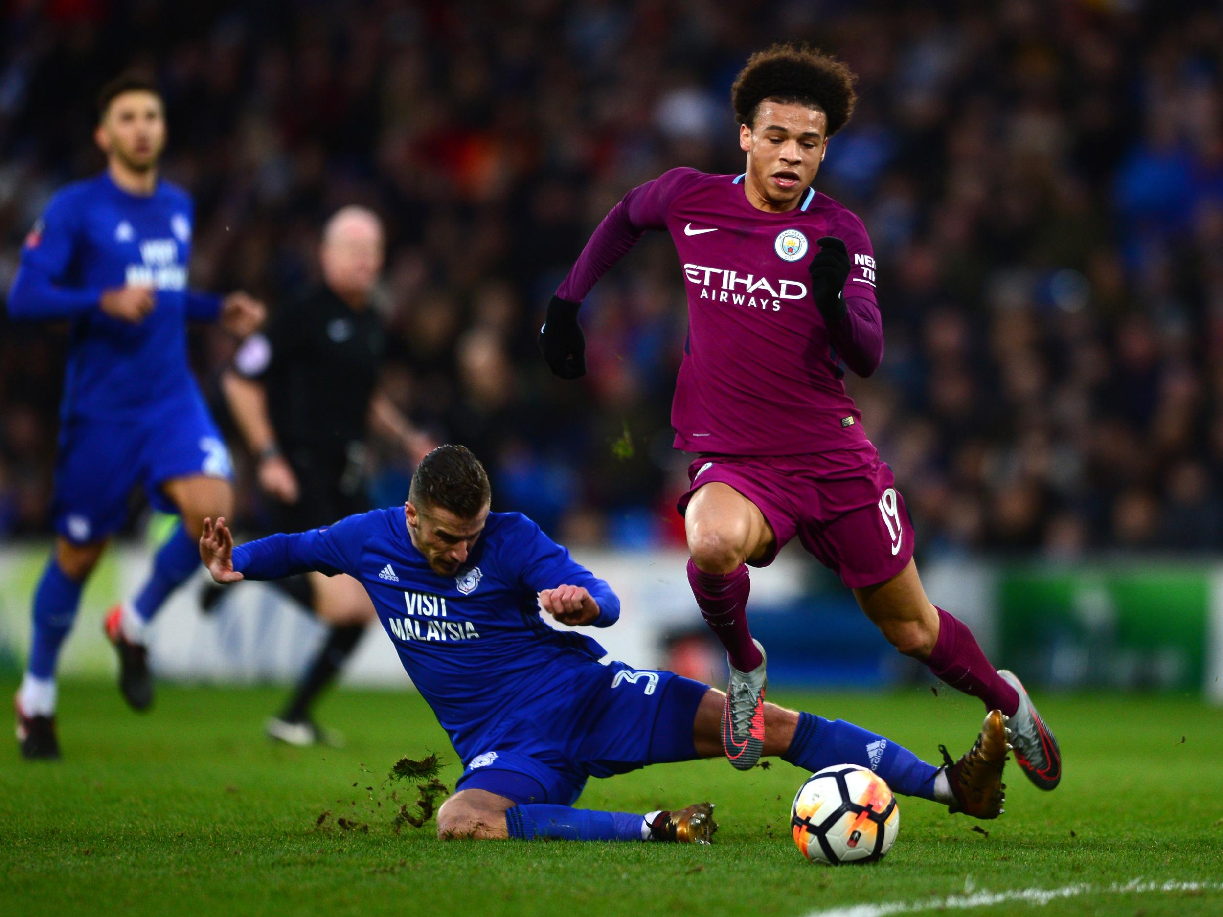 Sane was hacked down in the first half by Bennett