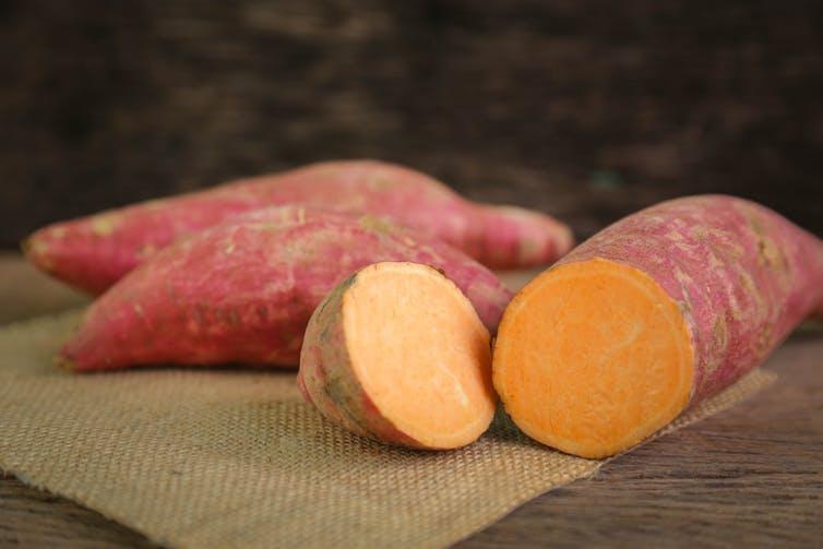 Biofortified crops include vitamin A sweet potato