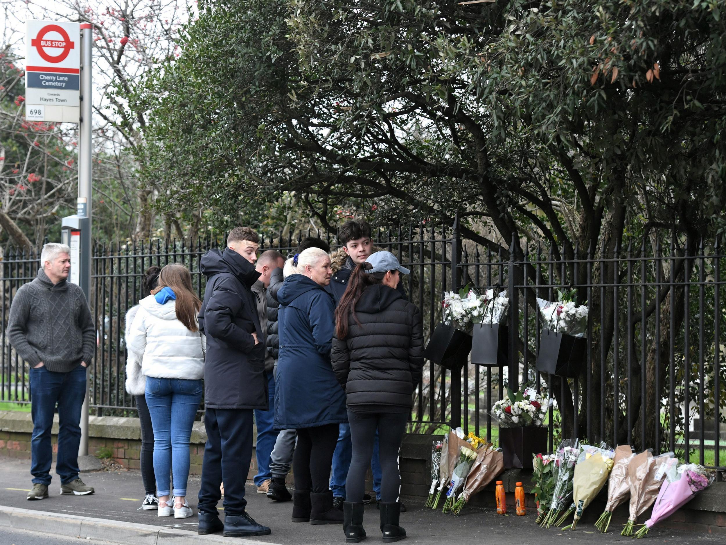 A tribute at the bus stop where the accident happened