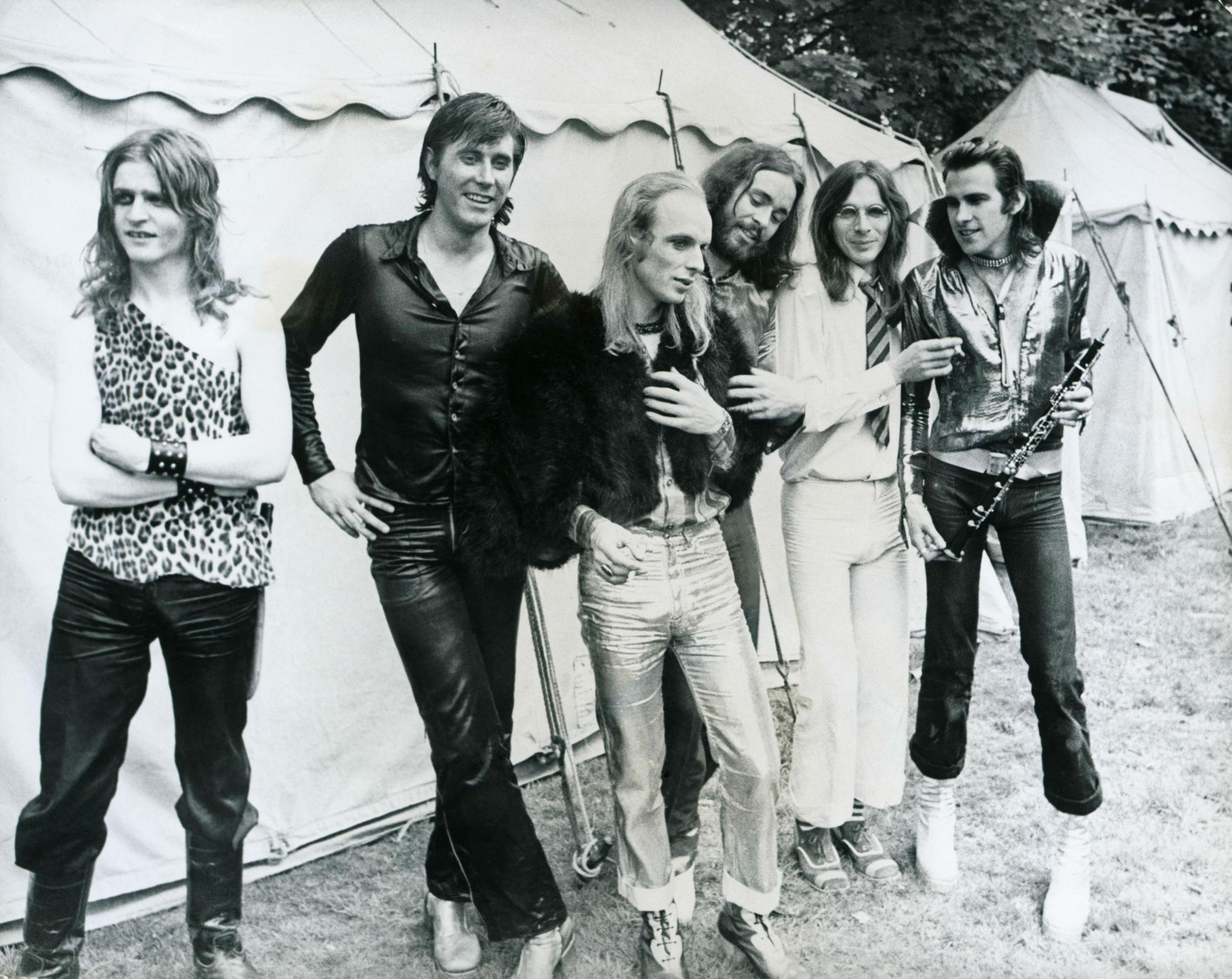 The early Roxy Music line-up: Paul Thompson, Ferry, Eno, Phil Manzanera, Rik Kenton and Andrew Mackay