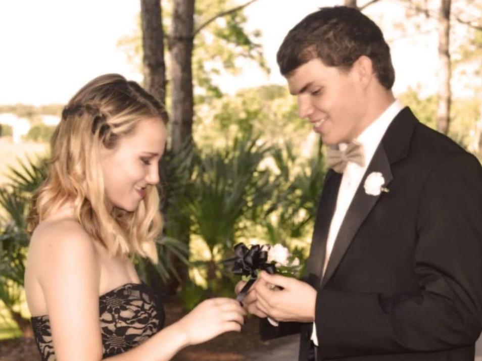 Dustin Snyder and Sierra Siverio at their senior prom