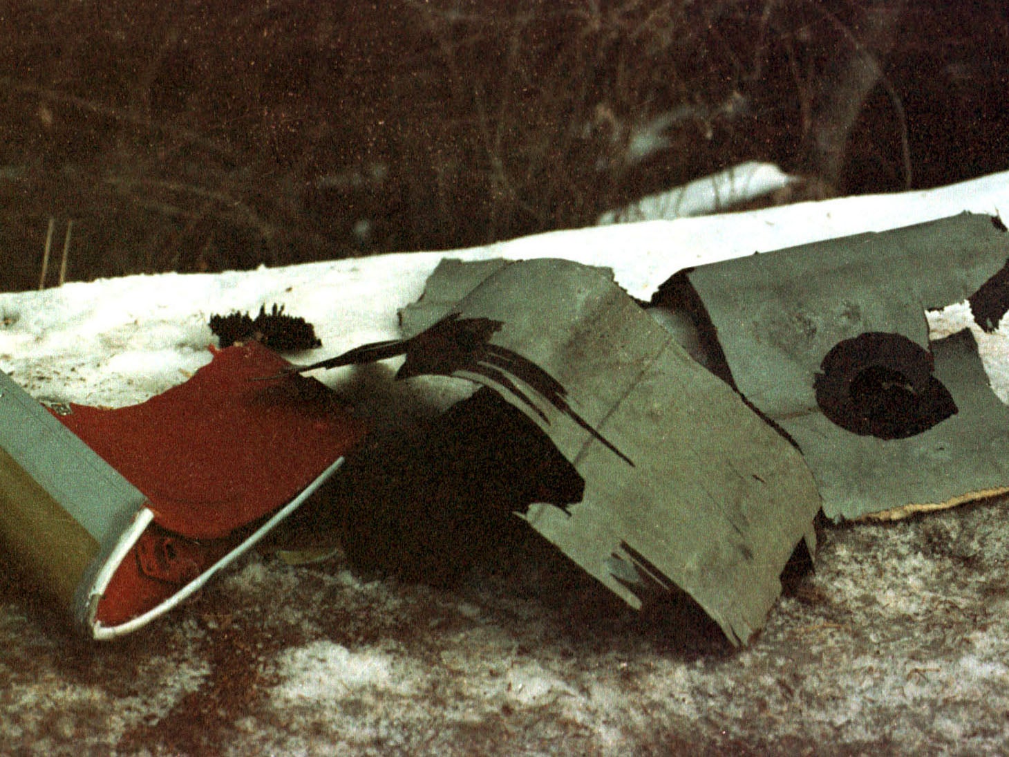 Wreckage from the 1998 crash: the gondola fell 200 metres before crashing into the side of a mountain