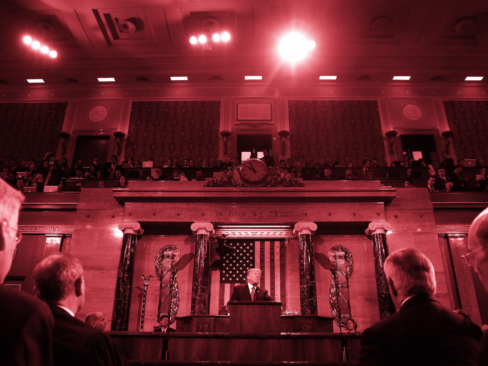 President Donald Trump delivers the State of the Union address in the chamber of the US House of Representatives