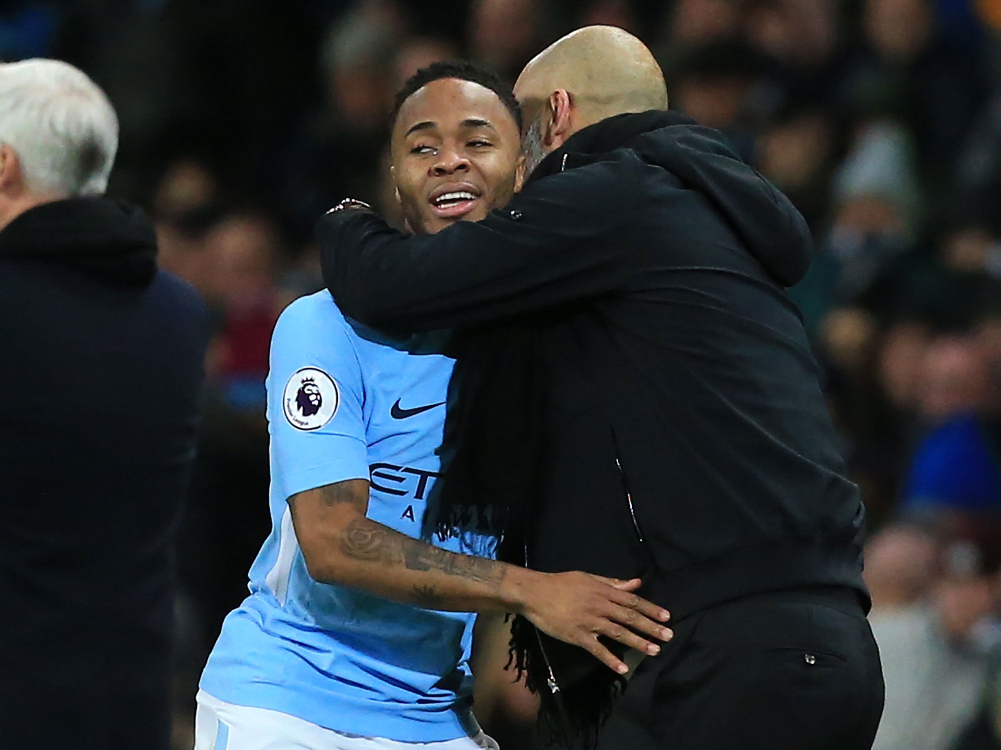 Pep Guardiola kissed Raheem Sterling after he missed one chance