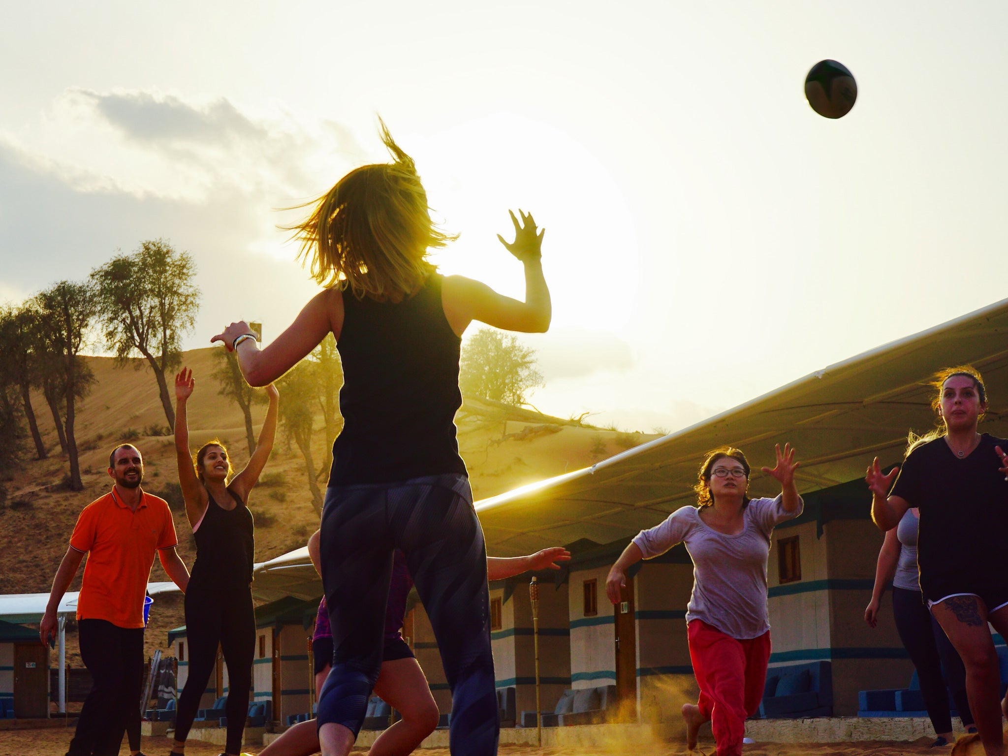 Team games on the sand are part of the programme