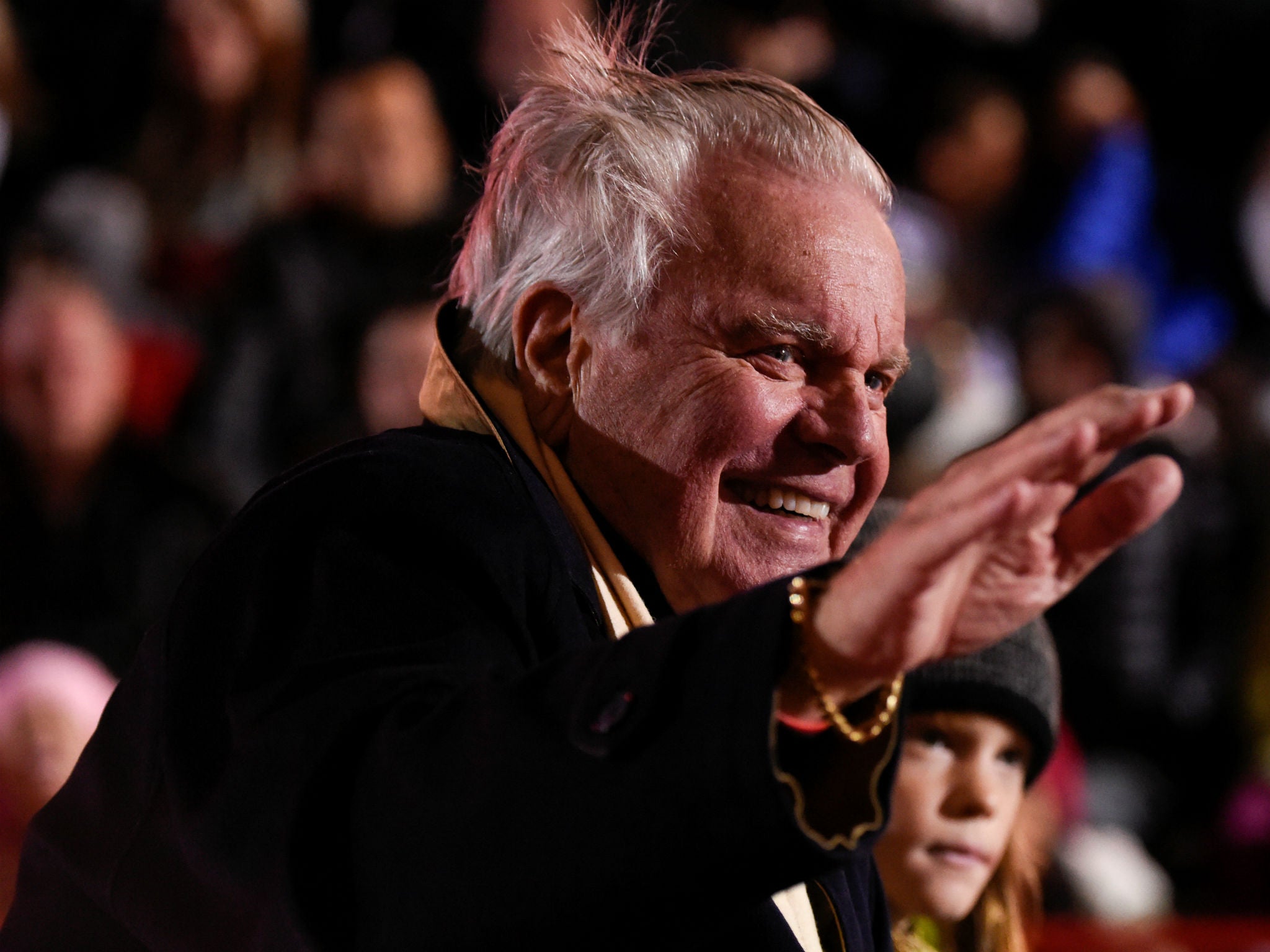 Robert Wagner rides in the Hollywood Christmas Parade in Los Angeles, California