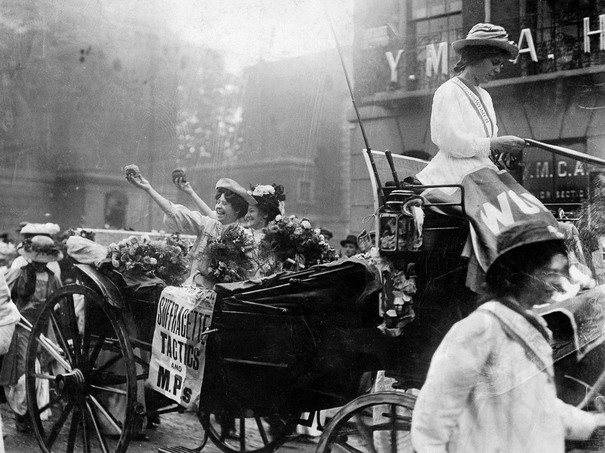 22 August 1908: Mary Leigh (left) and Edith New are released from Holloway prison; they were imprisoned for breaking windows at 10 Downing Street