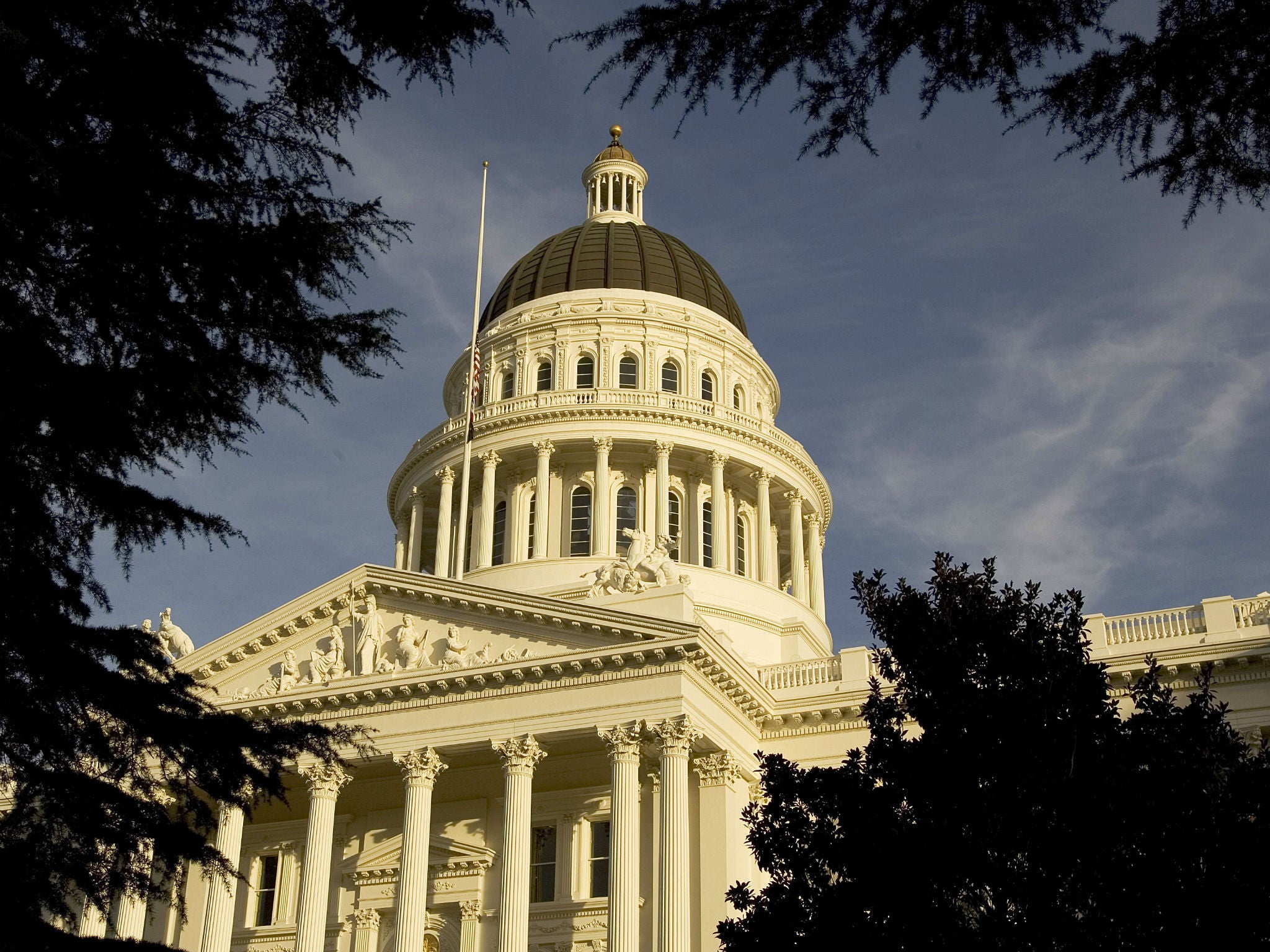 An exterior of the state capitol in Sacramento, California