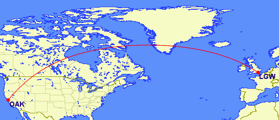 &#13;
Go west: the shortest route between Sussex and Oakland, on San Francisco Bay &#13;