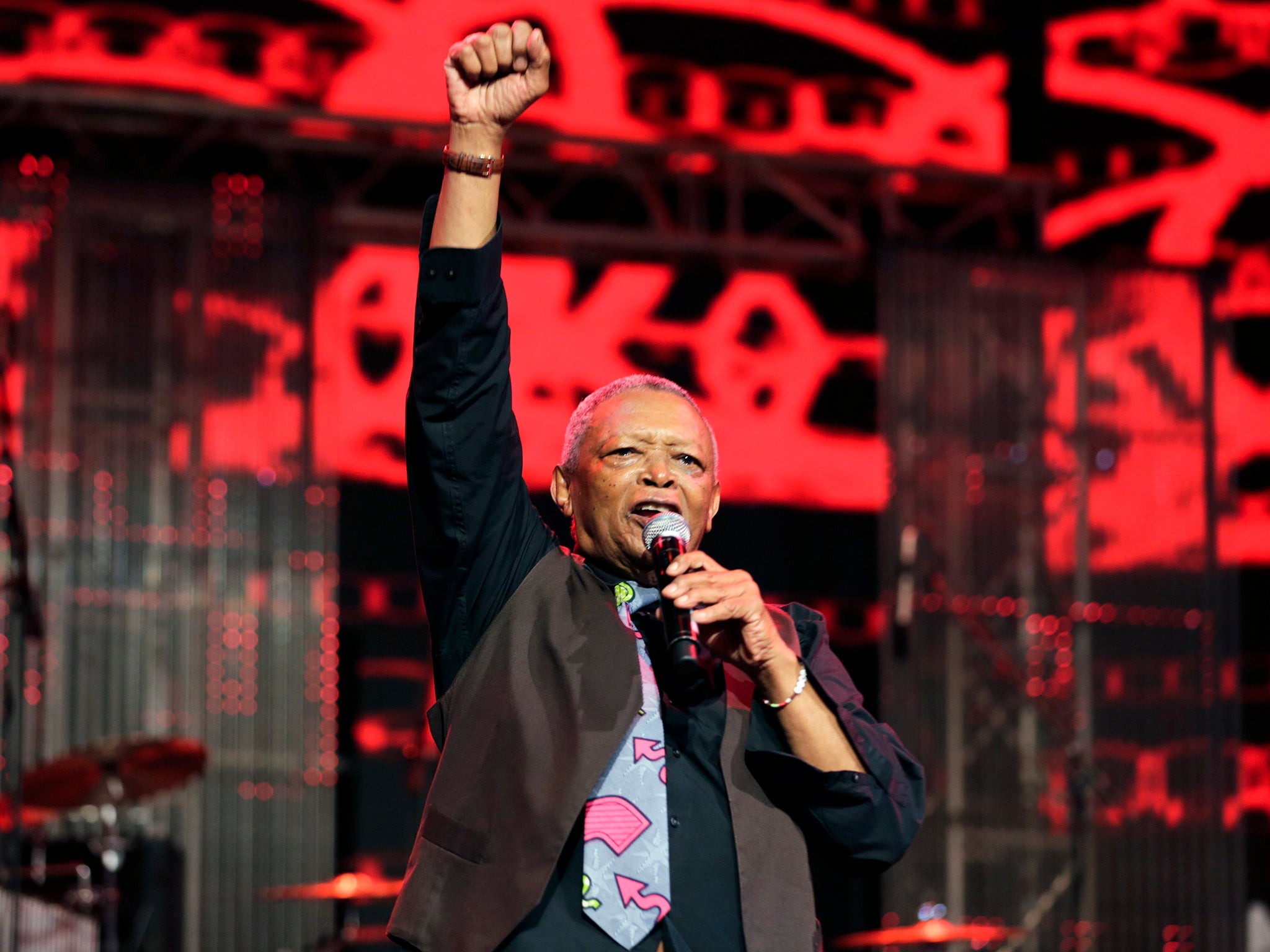 Hugh Masekela at the Safaricom International Jazz Festival in Nairobi in 2016