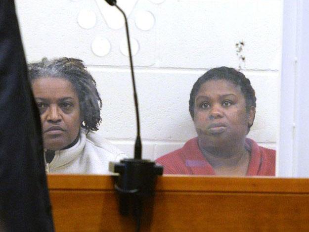 Rachel Hilaire and Peggy LaBossiere (l-r) appear in court at Brockton District Court