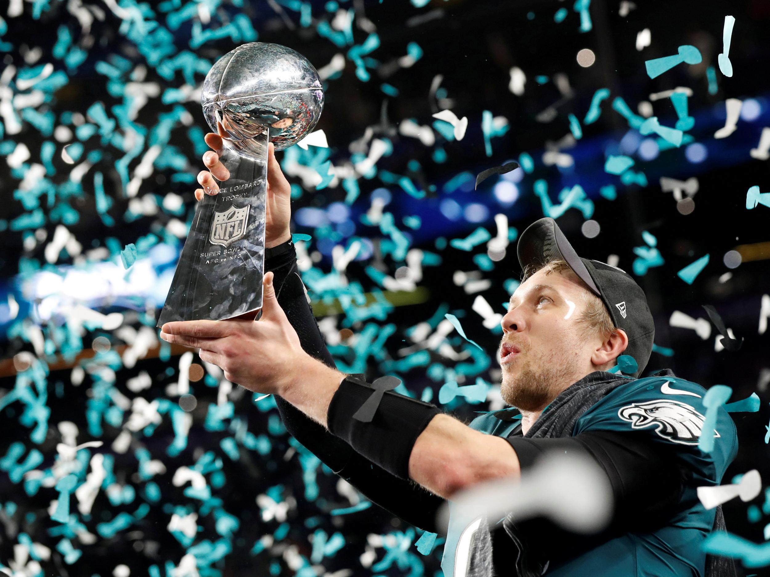 Foles helped the Eagles claim the Vince Lombardi Trophy a year ago