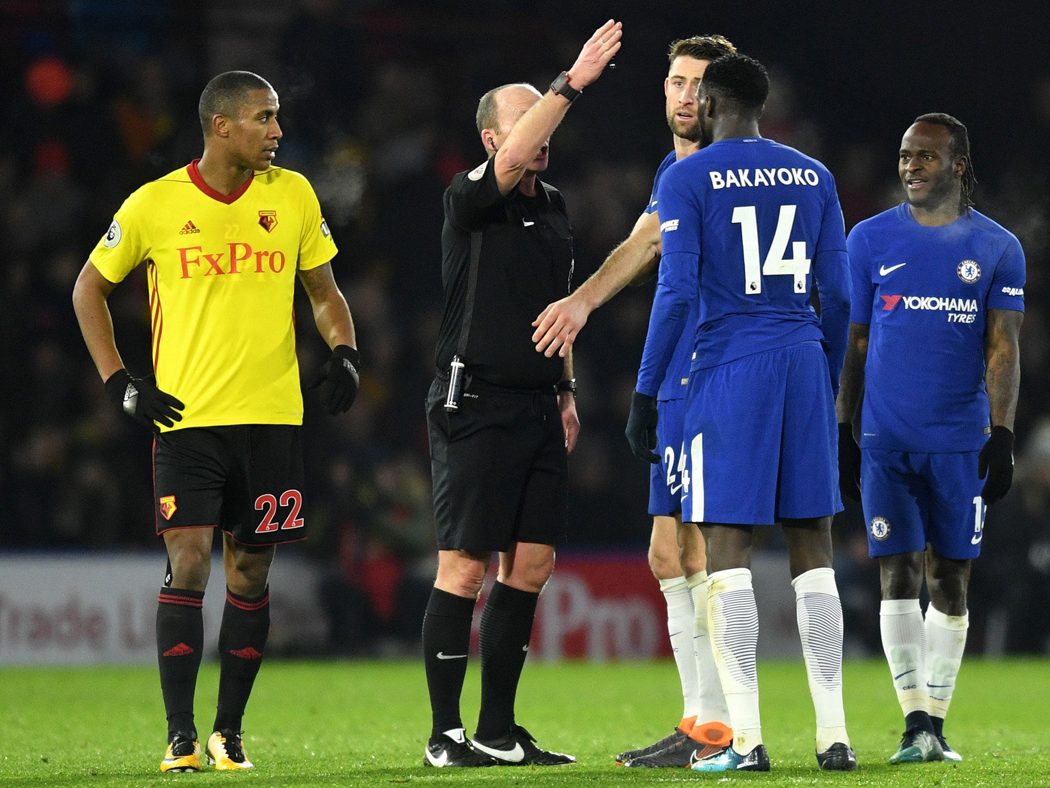 Bakayoko is handed his marching orders after picking up a second yellow