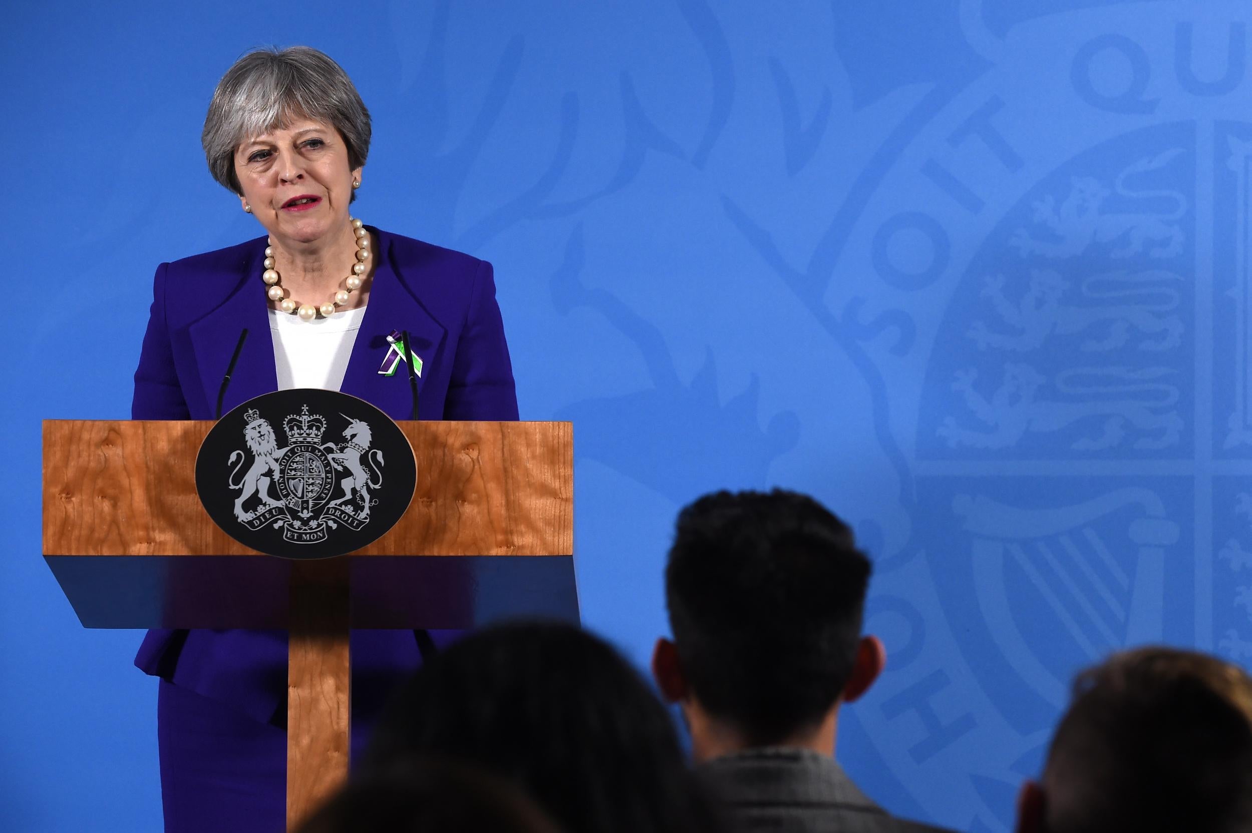 Theresa May delivers a speech on public life to mark the centenary of women’s suffrage