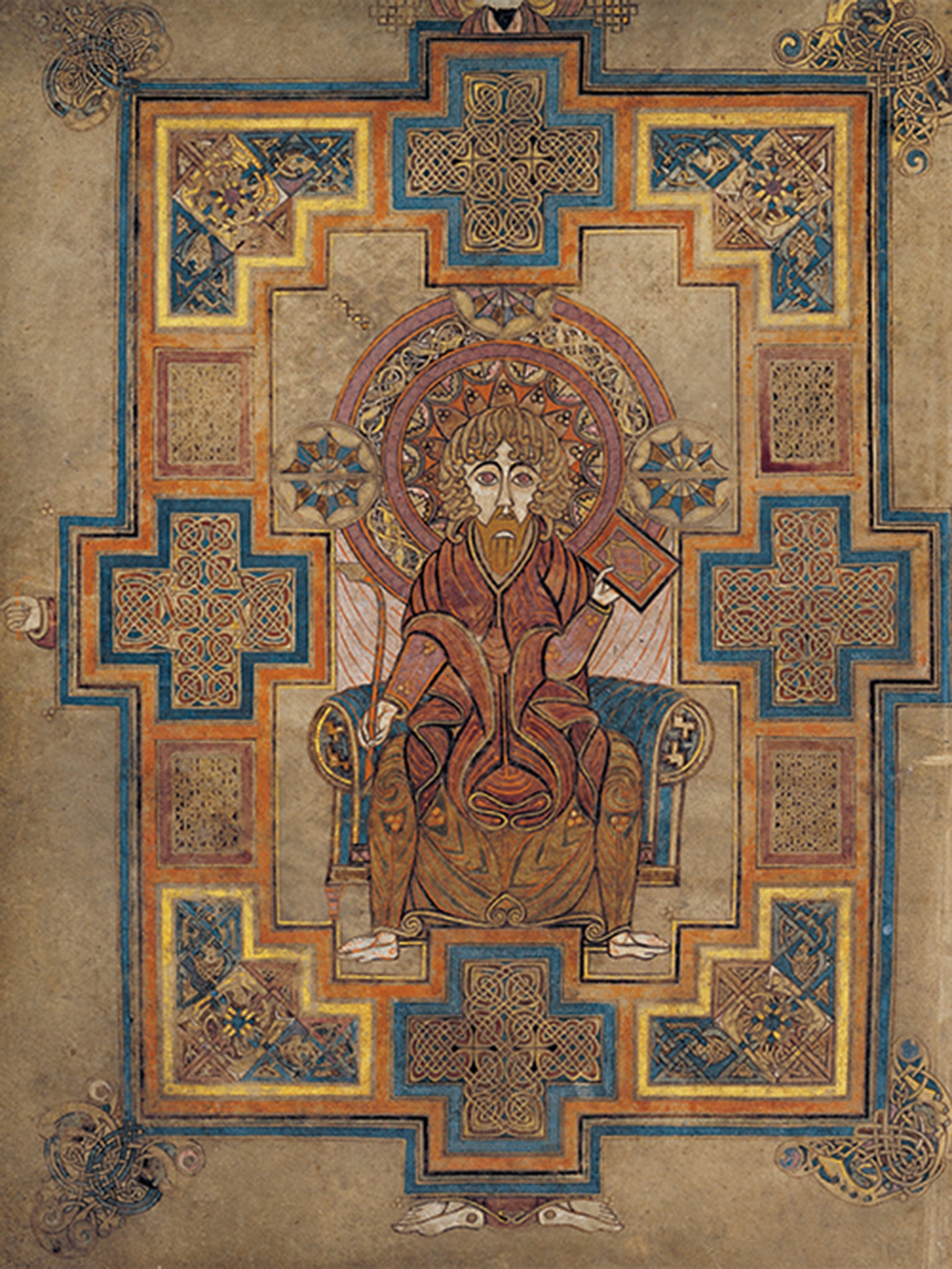 Evangelist John portrayed in the Book of Kells as a scribe (The Board of Trinity College, The University of Dublin)