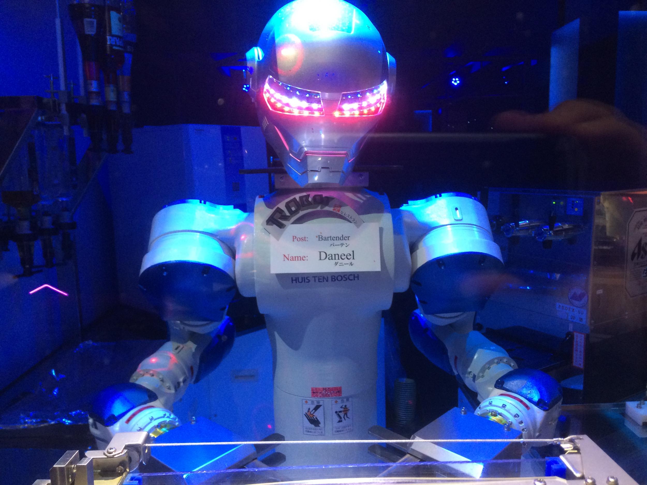 Enjoy the company of a bartender robot