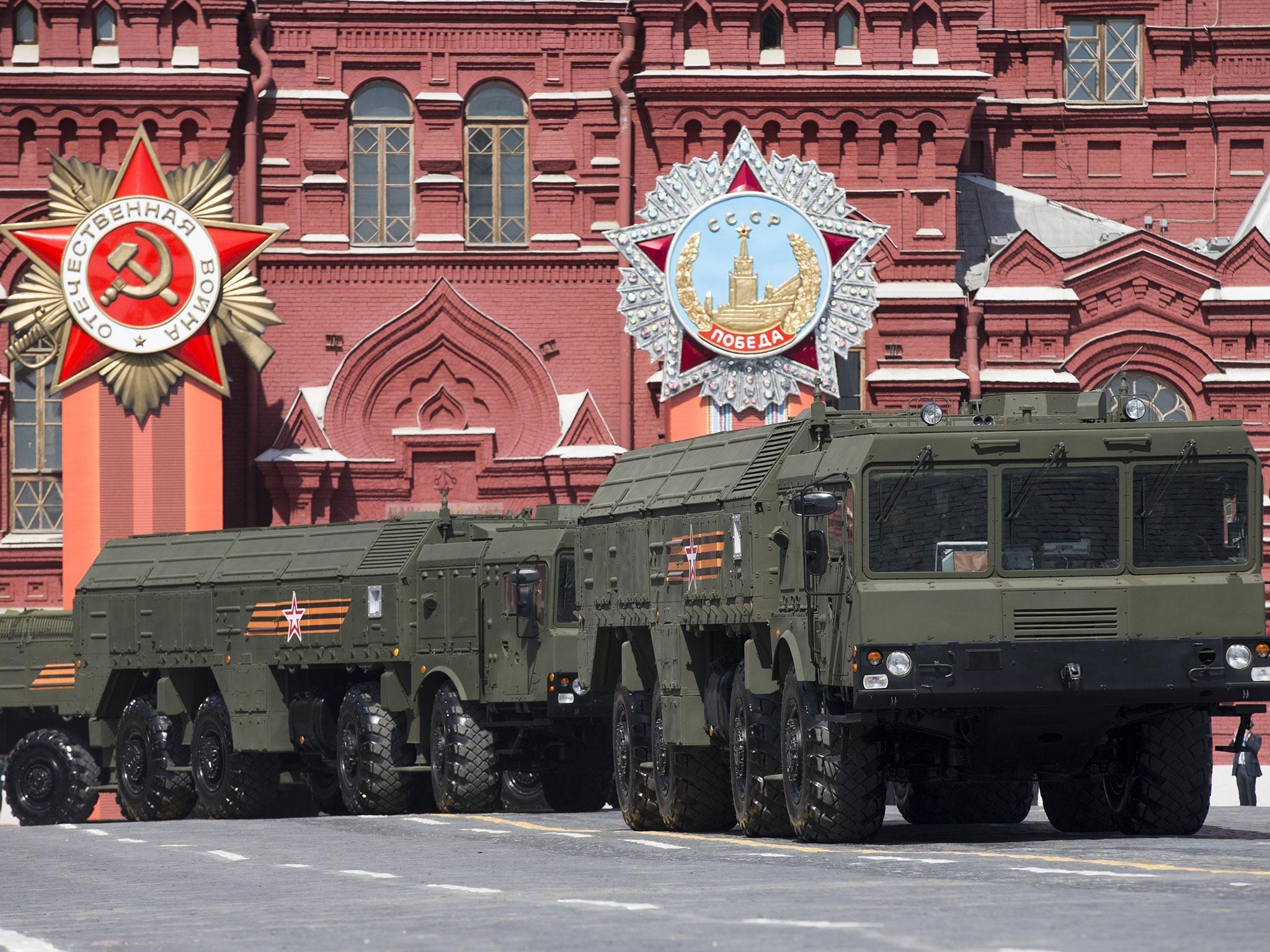 Iskander missile launchers were driven through Red Square in Moscow during the Victory Parade marking the 70th anniversary of the defeat of the Nazis in the Second World War