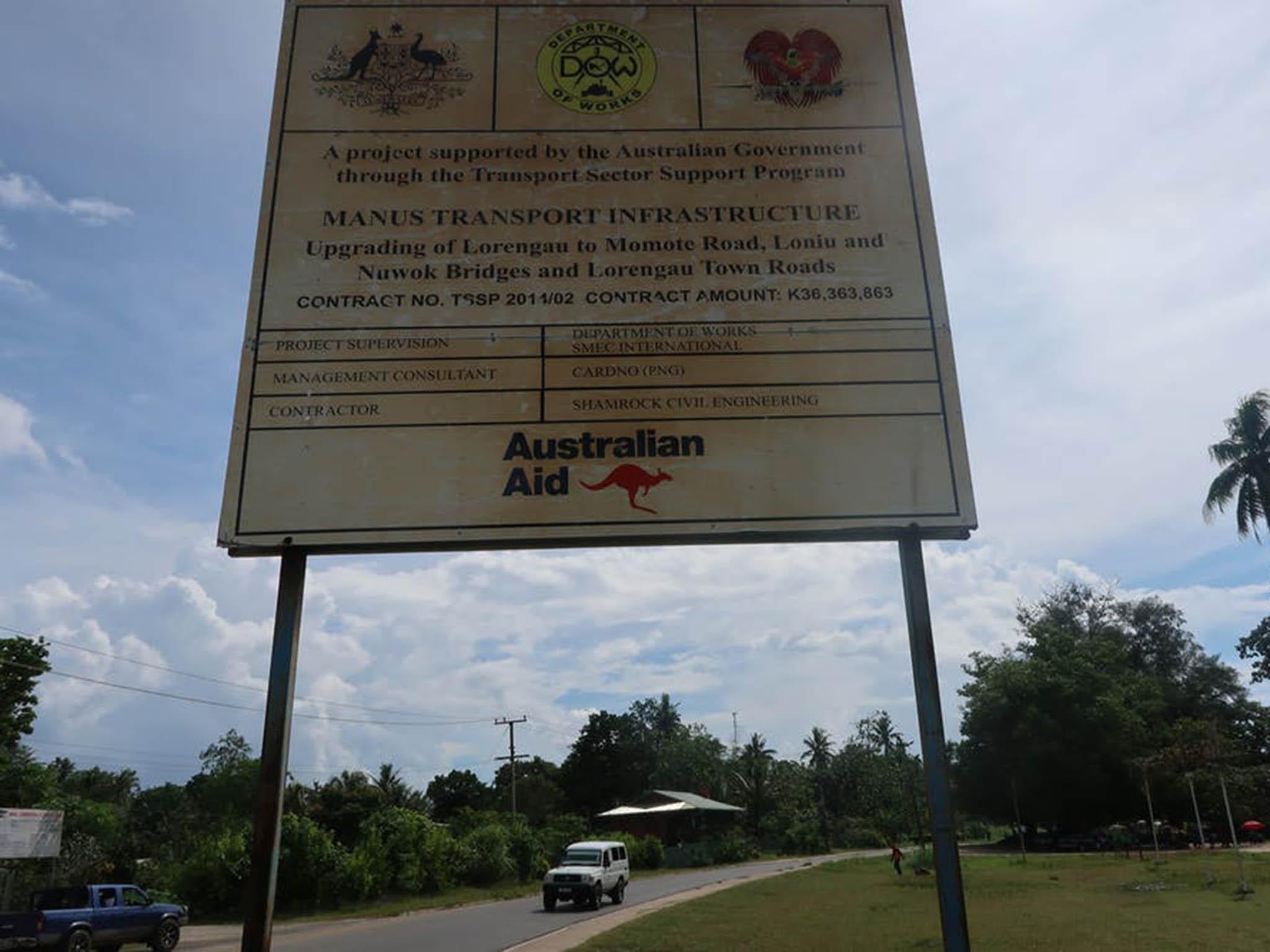 An Australian Aid signboard