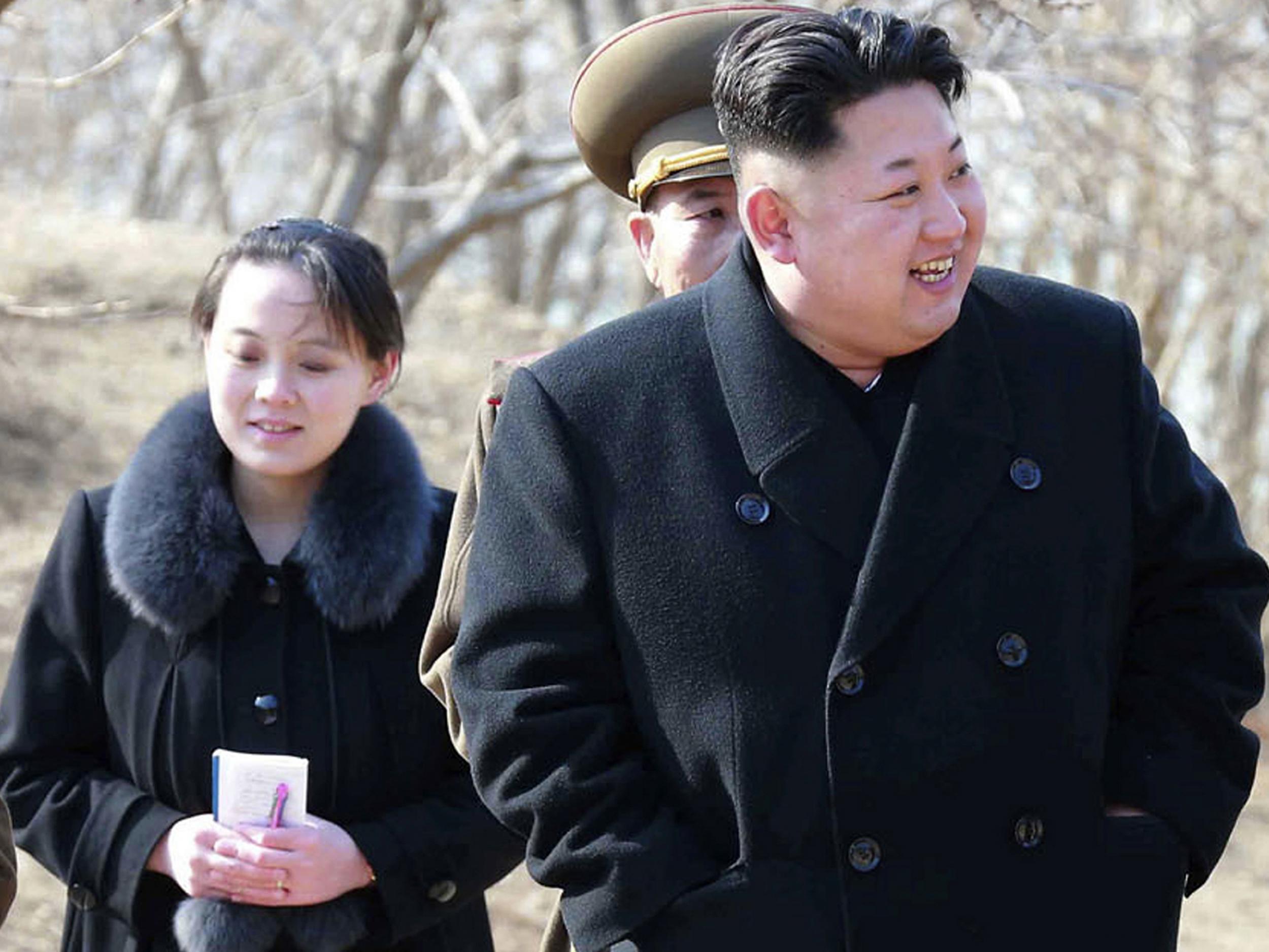 Kim Jong-un and his sister Kim Yo-jong during their visit to a military unit in North Korea