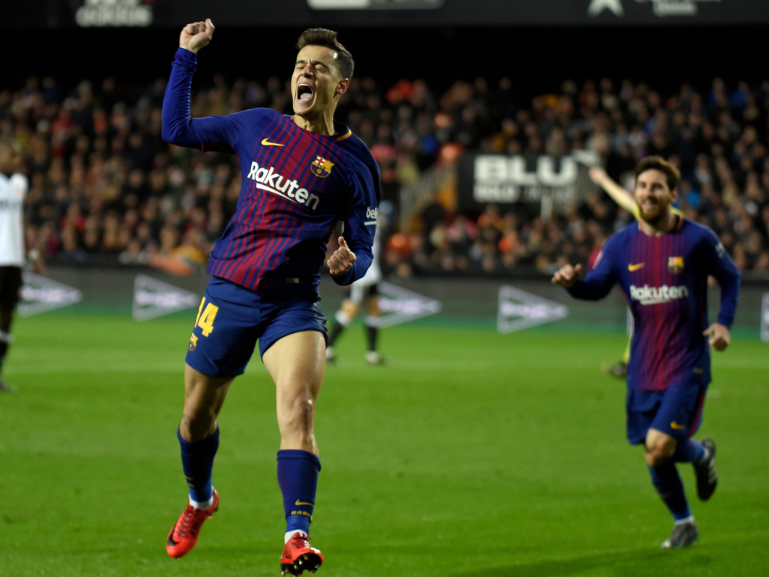 Coutinho scored his first goal to help Barcelona reach the Copa del Rey final