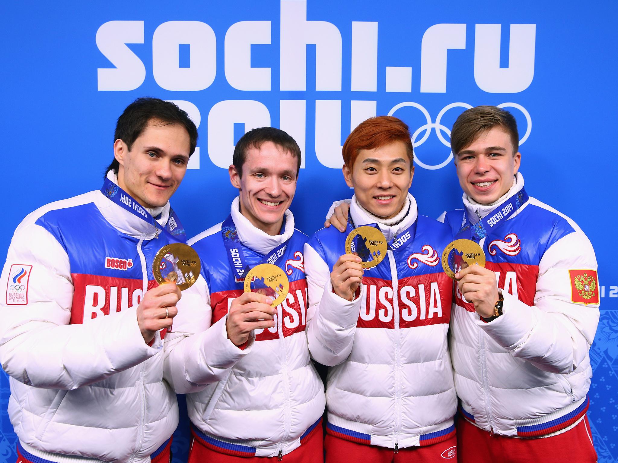 Victor Ahn (second right) is among the 46 Russian athletes to remain banned after their appeals were rejected