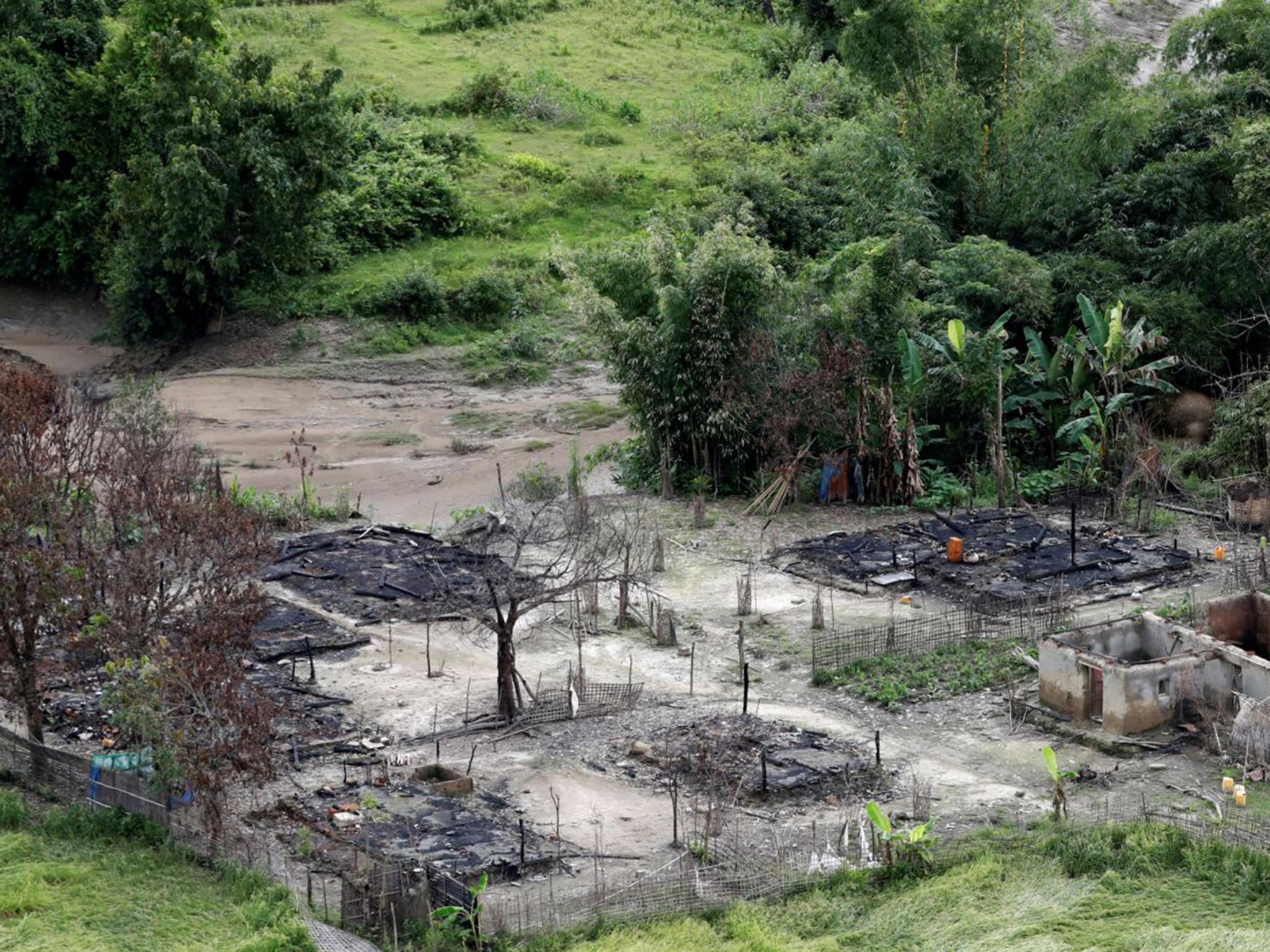 The village of Inn Din village in Rakhine State after the ‘clearance’ of Rohingya Muslim homes in September last year