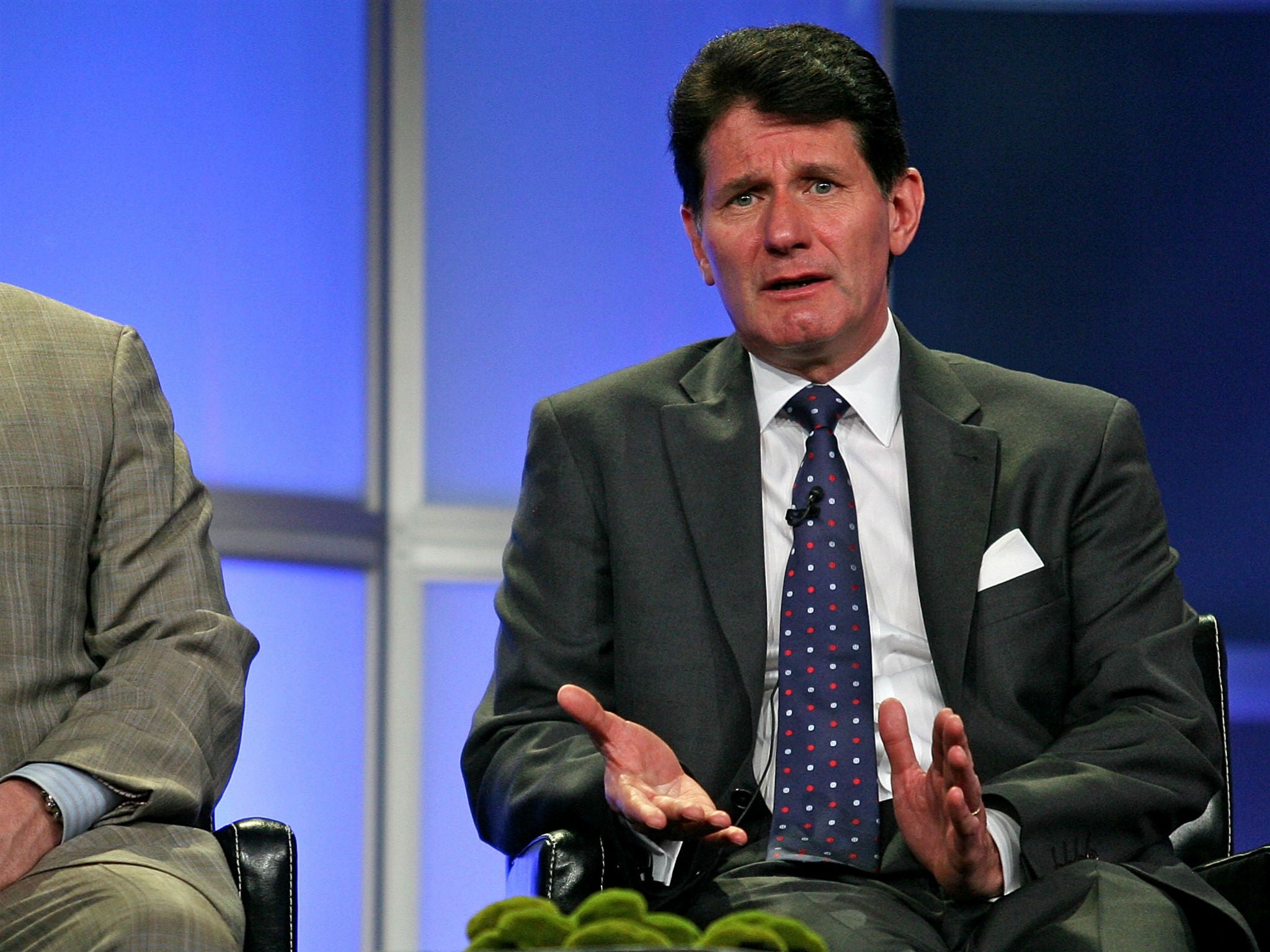 John Moody of speaks during a press event in Beverly Hills, California