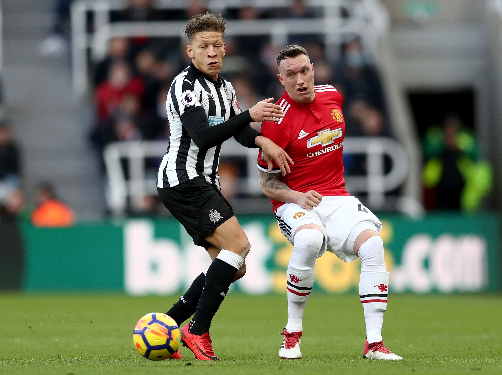 Phil Jones struggled on the ball at St James' Park