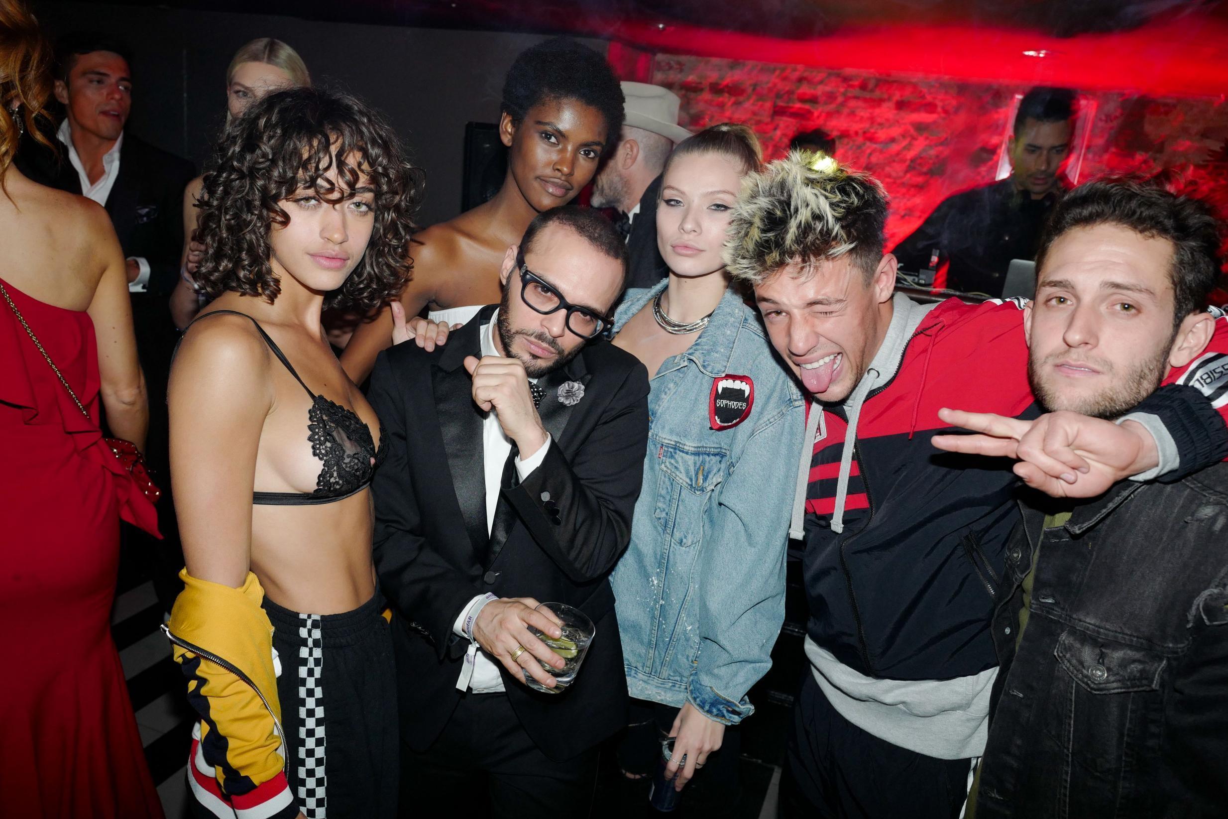 Cameron Dallas, Richie Akiva and Alanna Arrington at the amfAR Gala after party, New York