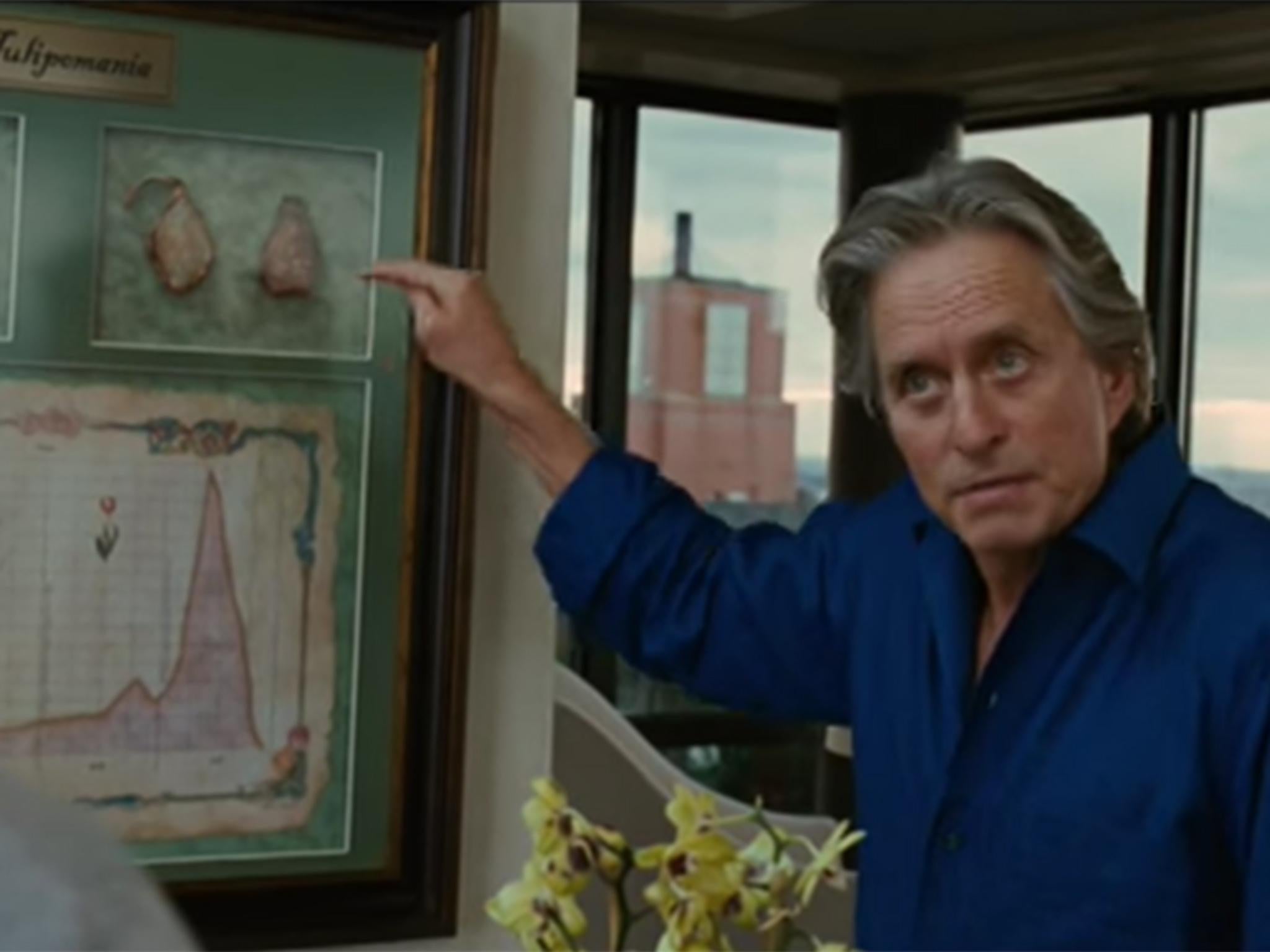 Gordon Gekko (played by Michael Douglas) talks tulips in ‘Wall Street: Money Never Sleeps’