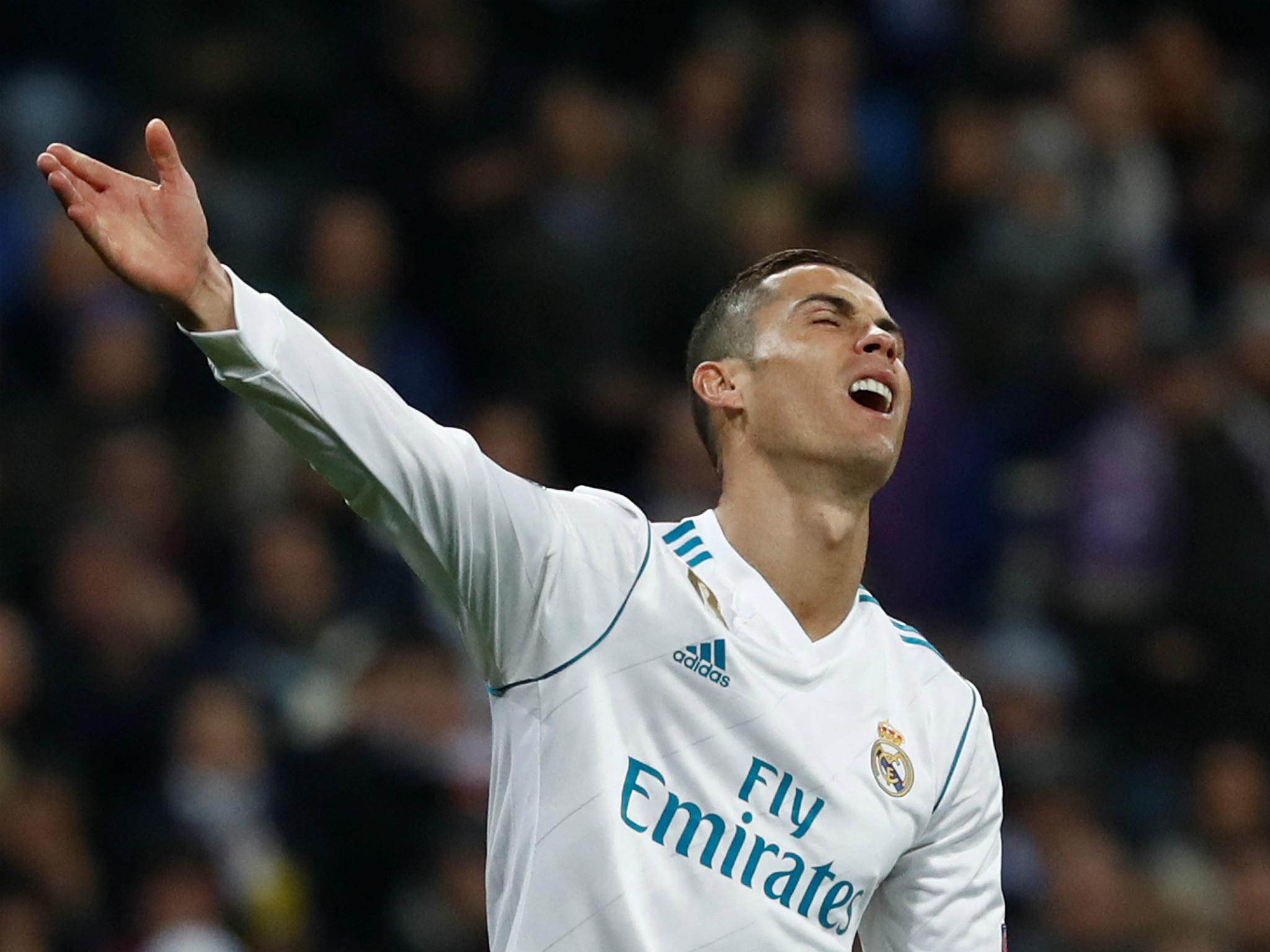 Real Madrid’s Cristiano Ronaldo reacts after a missed chance, December 6, 2017