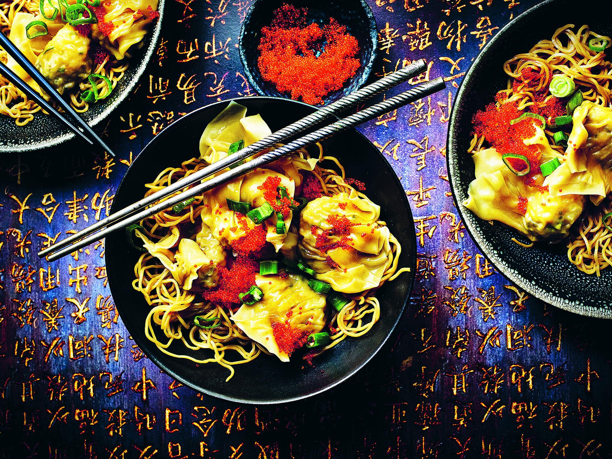 Wontons with noodles and tobiko: get ready to practice your ‘jellyfish fold’