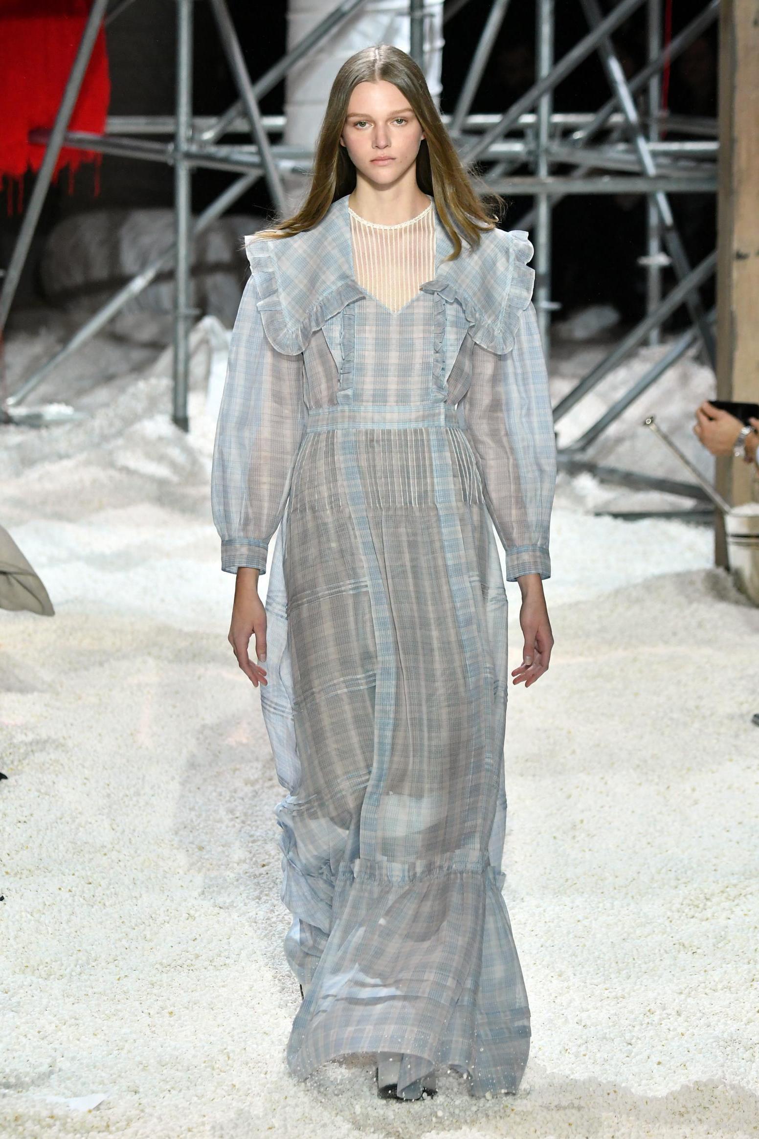 Farm girl meets nostalgic prairie primness in Simons' chiffon gowns