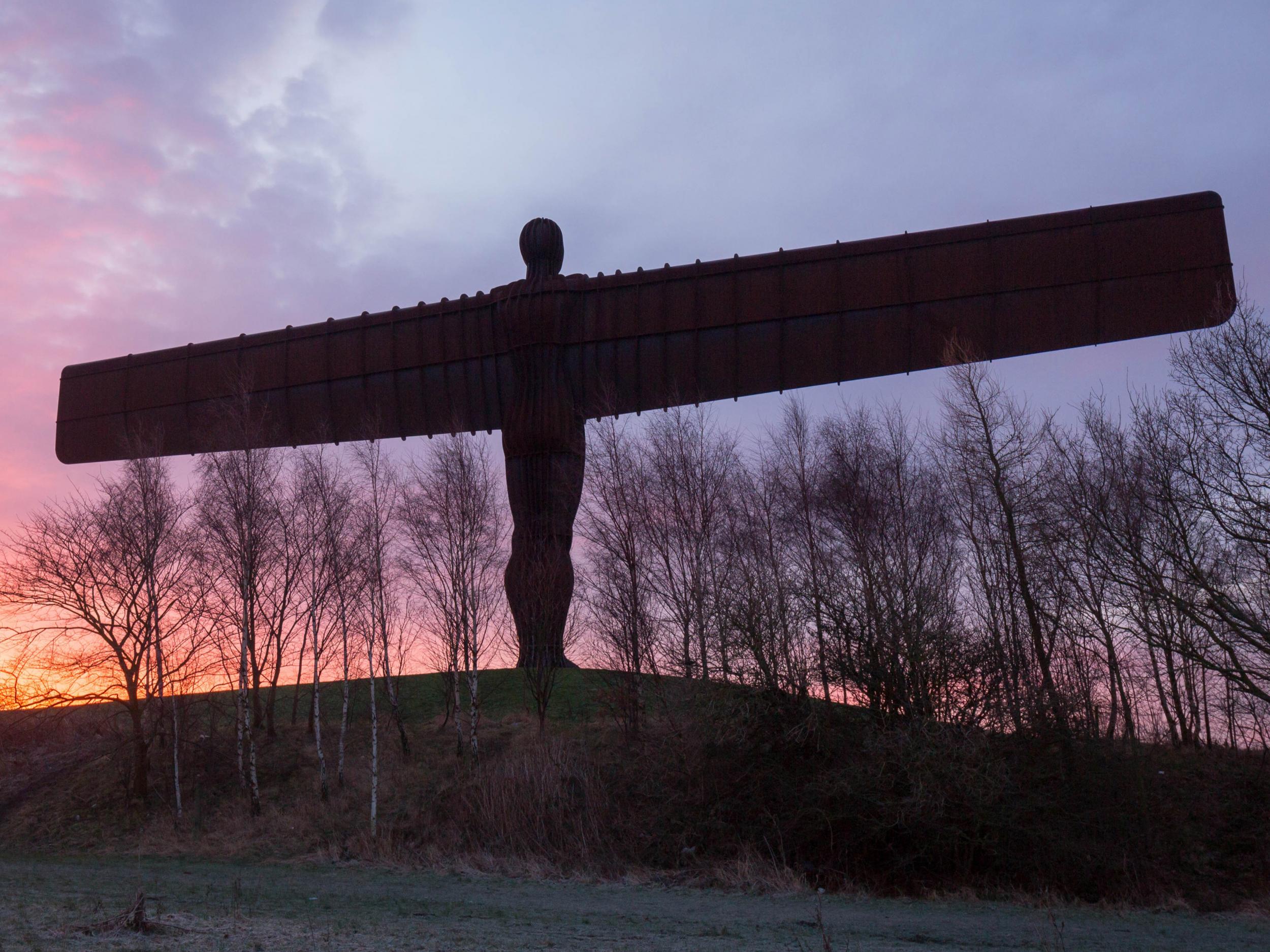 Sunrise at the Angel of the North in Gateshead