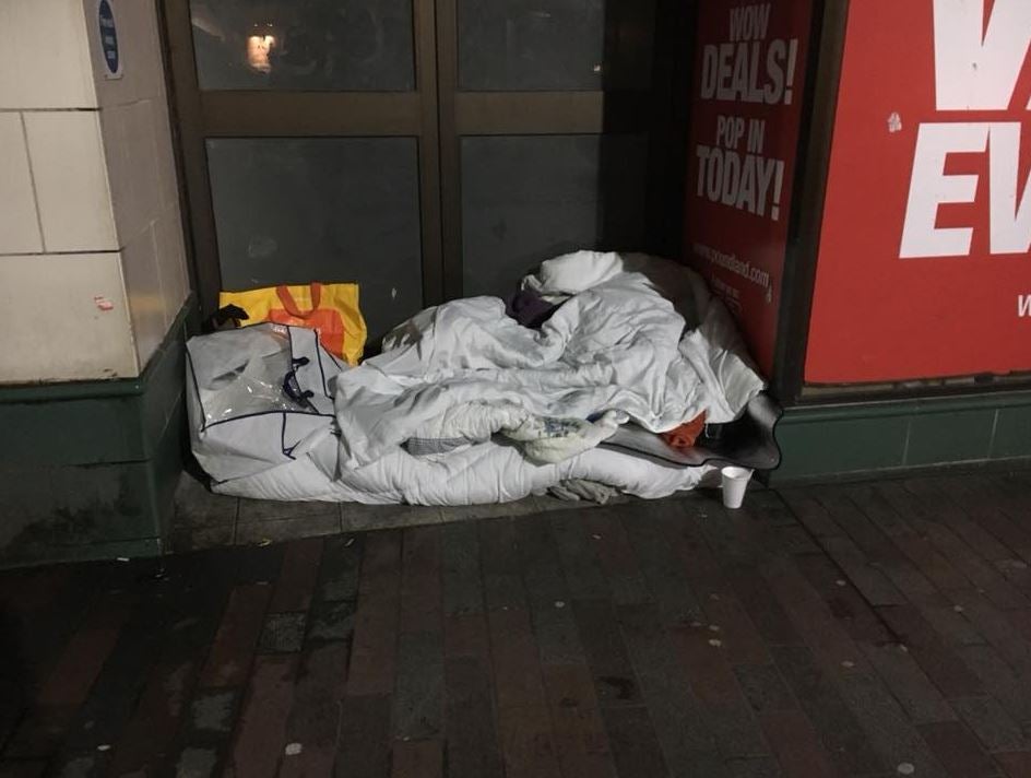 The bedding of a woman who allegedly had a bucket of water poured on her in Northampton