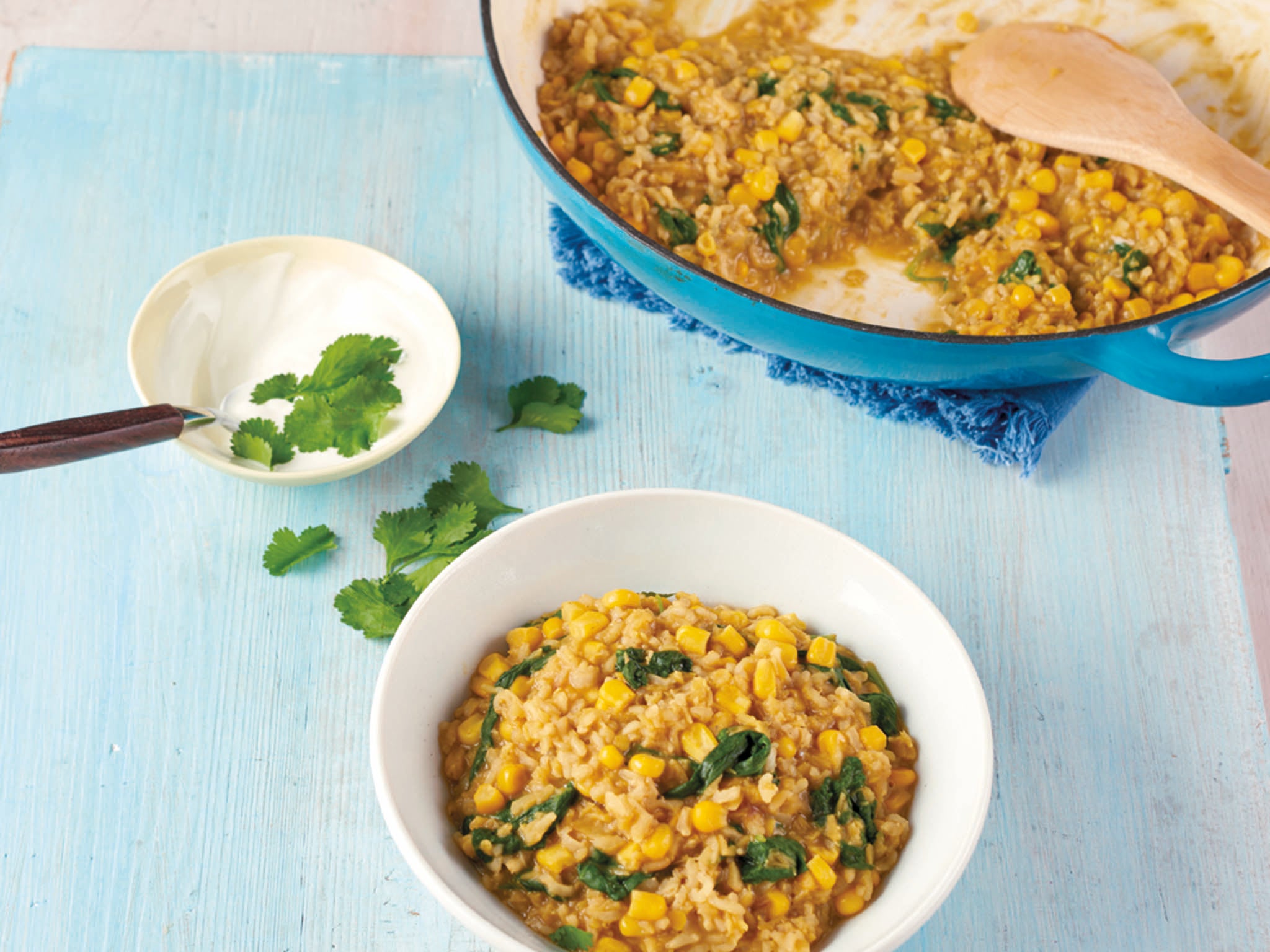 Comforting and golden – and if you swap in white rice, your stomach will thank you later