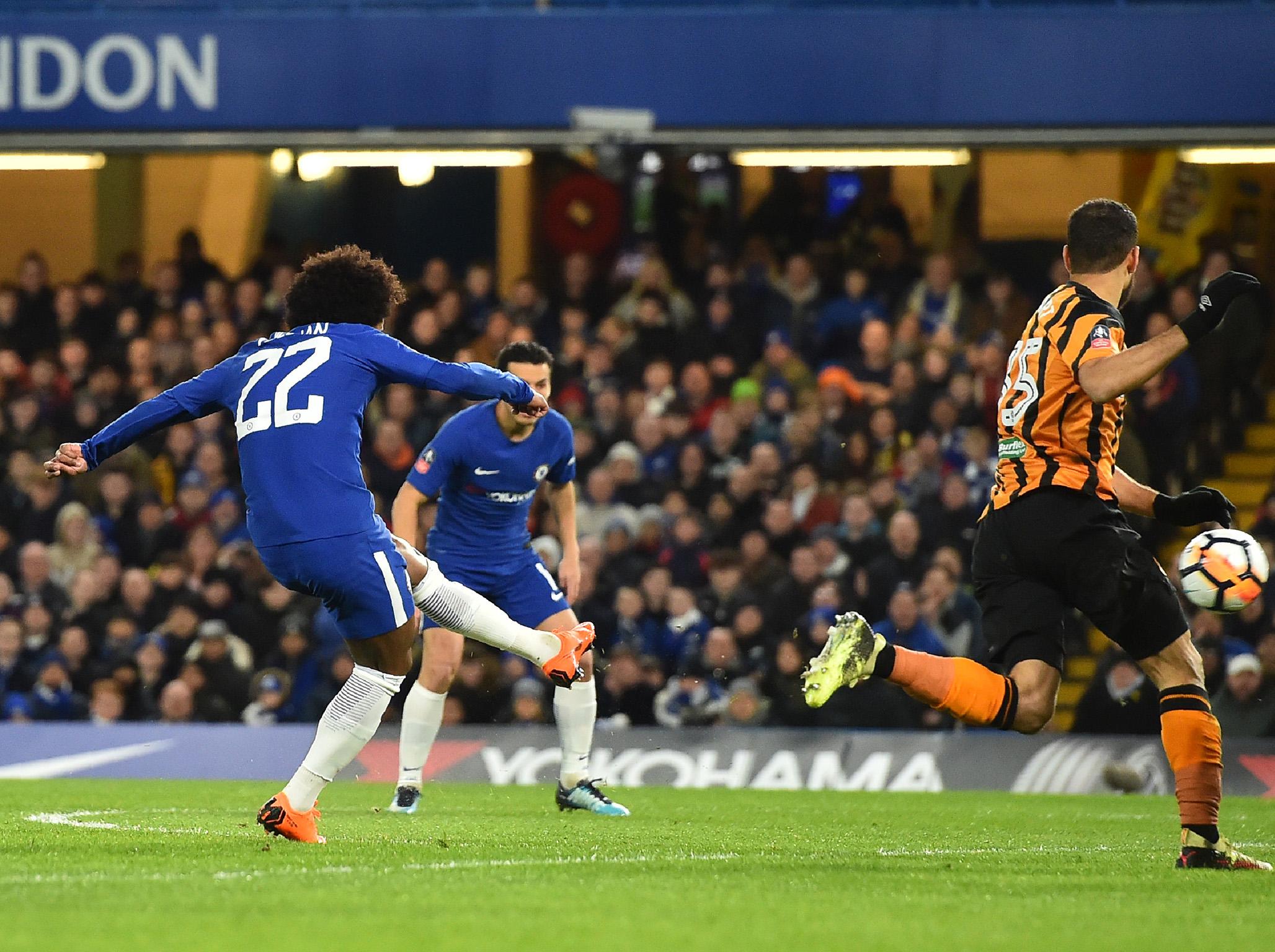 Willian sweeps home Chelsea's opening goal